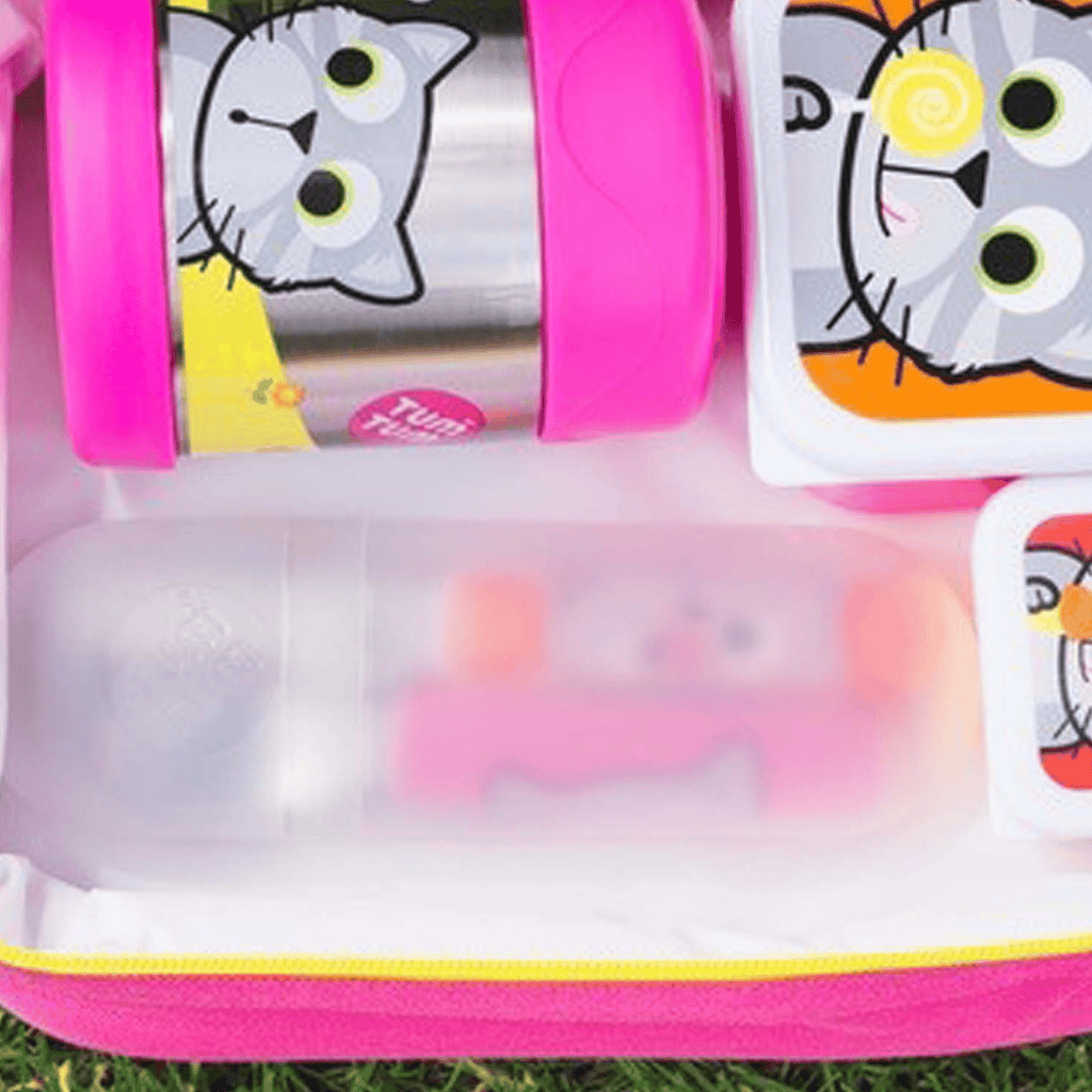 Toddler cutlery with travel case, cat