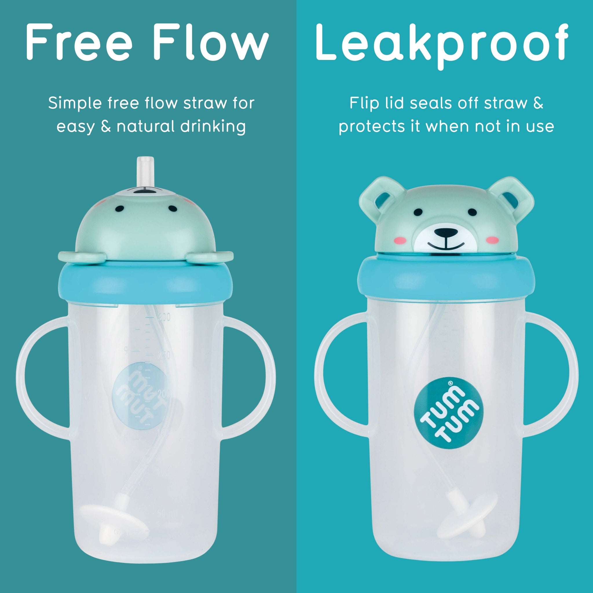 Tall Tippy Up Sippy Cup, with Weighted Straw (Valve Free), Boris Bear, 300ml, Series 3