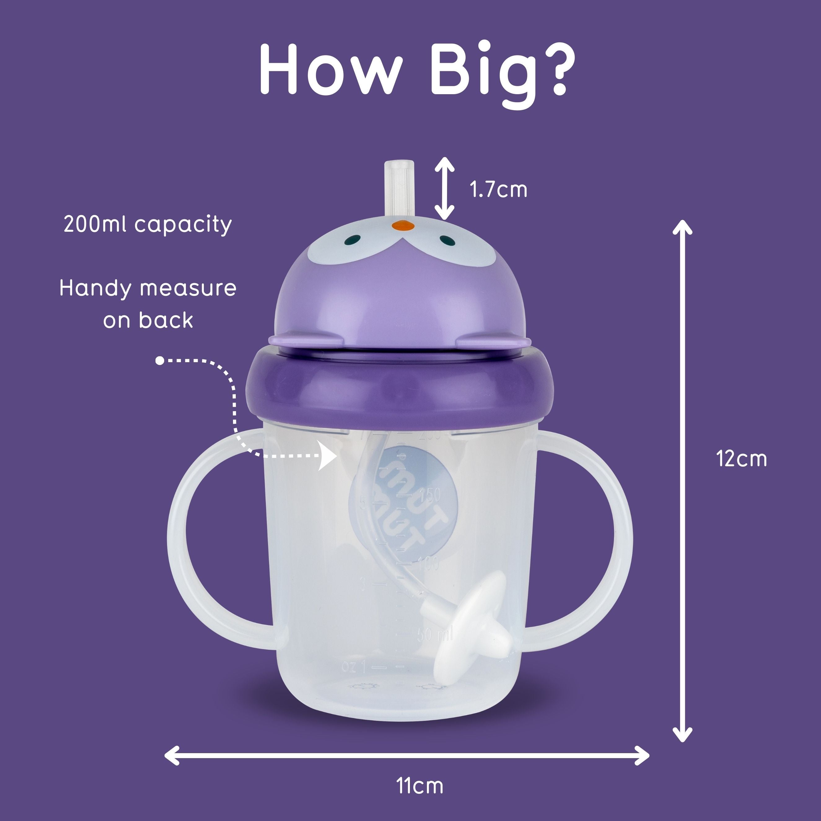 Tippy Up Sippy Cup (Series 3), with Weighted Straw (Valve Free), Olivia Owl, 200ml