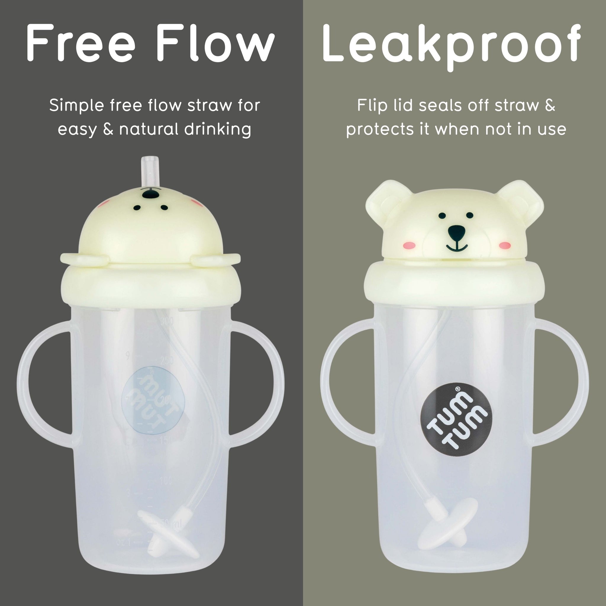 Tall Tippy Up Sippy Cup, with Weighted Straw (Valve Free), Glow In The Dark, Pete Polar Bear, 300ml, Series 3