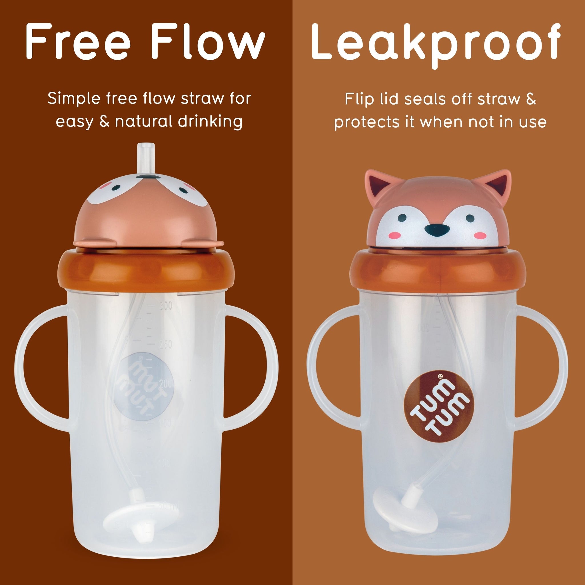 Tall Tippy Up Sippy Cup, with Weighted Straw (Valve Free), Fergus Fox, 300ml, Series 3