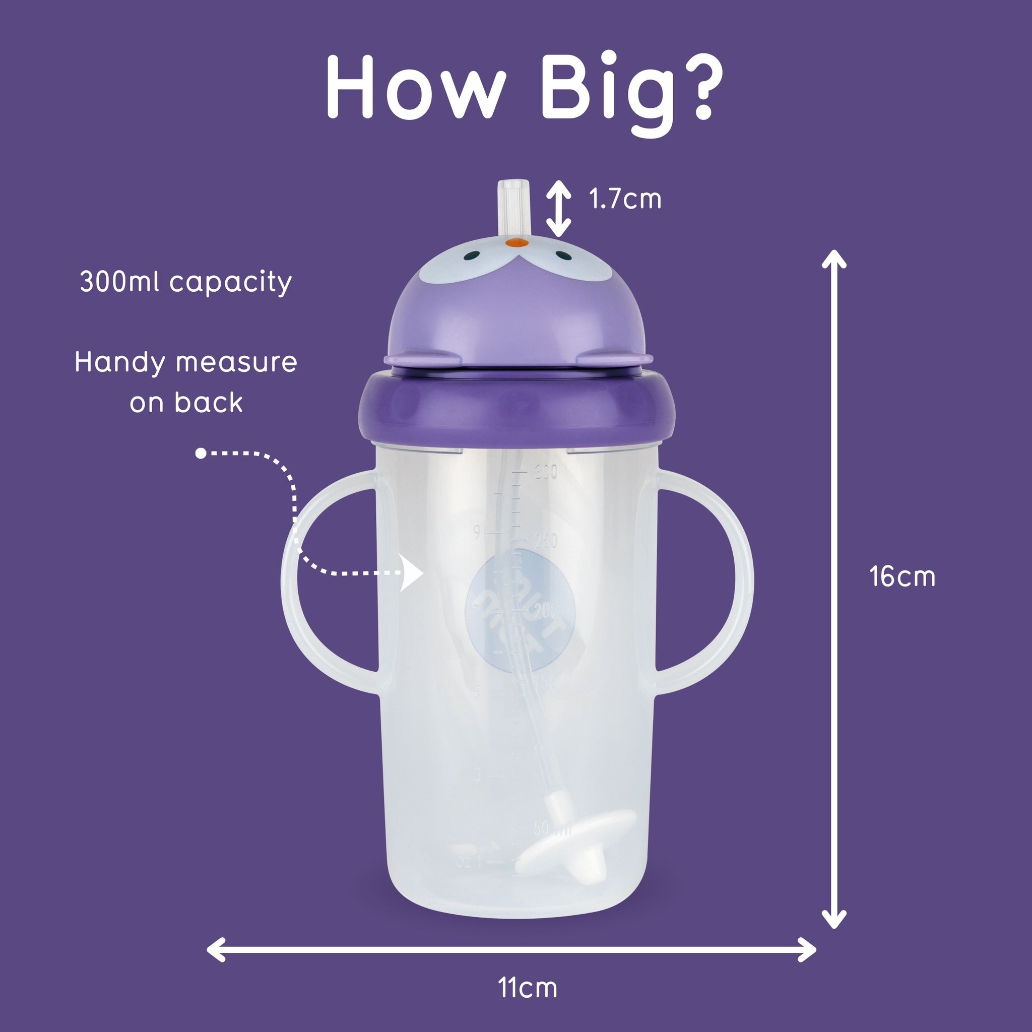 Tall Tippy Up Sippy Cup, with Weighted Straw (Valve Free), Olivia Owl, 300ml, Series 3