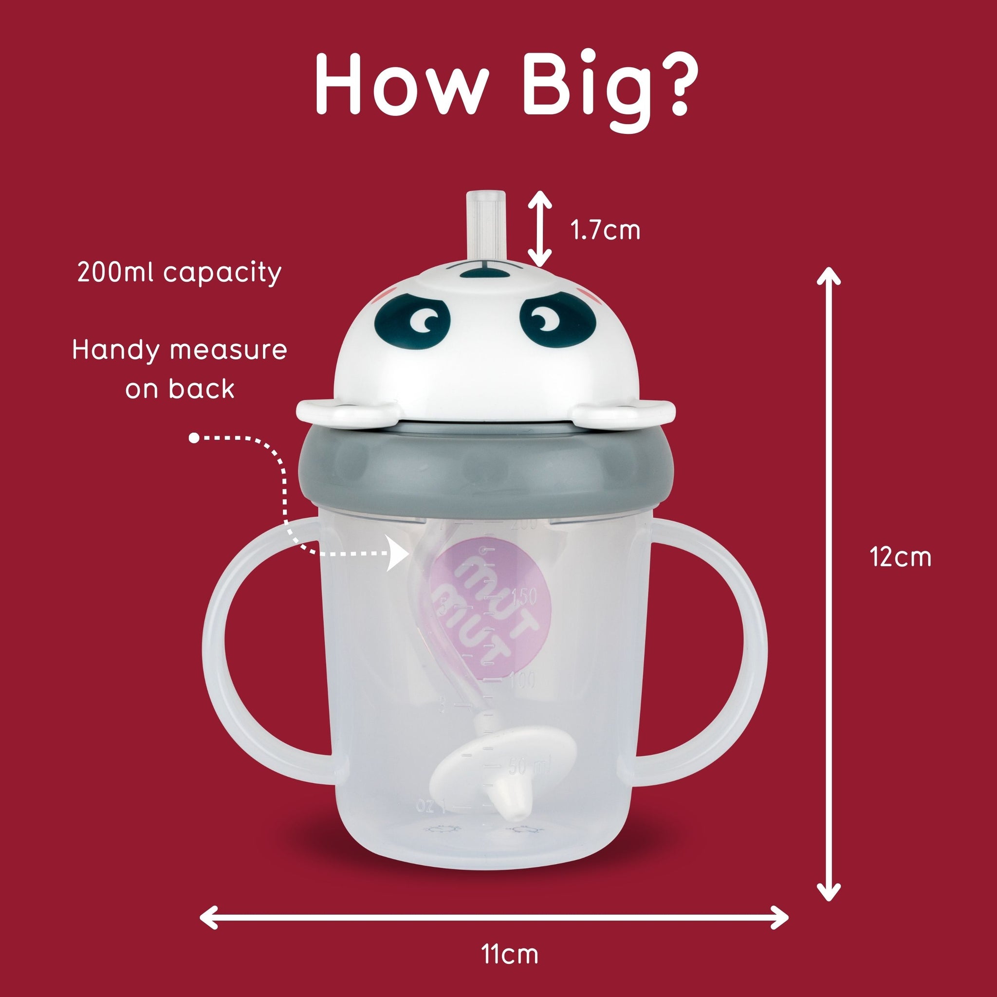 Tippy Up Sippy Cup (Series 3), with Weighted Straw (Valve Free), Pip Panda, 200ml