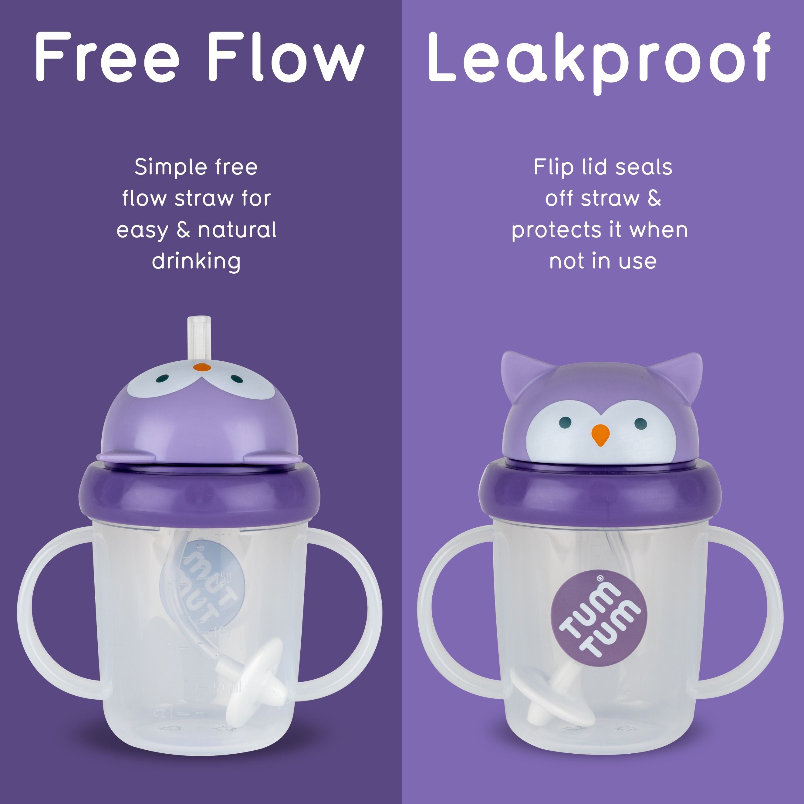 Tippy Up Sippy Cup (Series 3), with Weighted Straw (Valve Free), Olivia Owl, 200ml