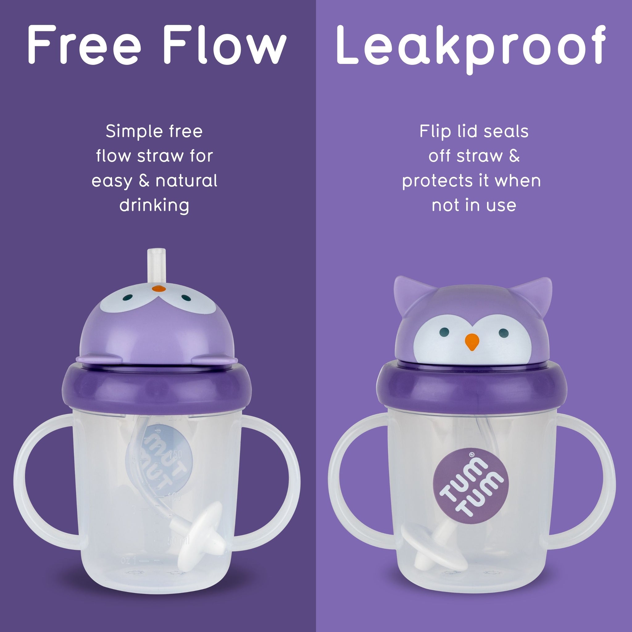 Tippy Up Sippy Cup (Series 3), with Weighted Straw (Valve Free), Olivia Owl, 200ml