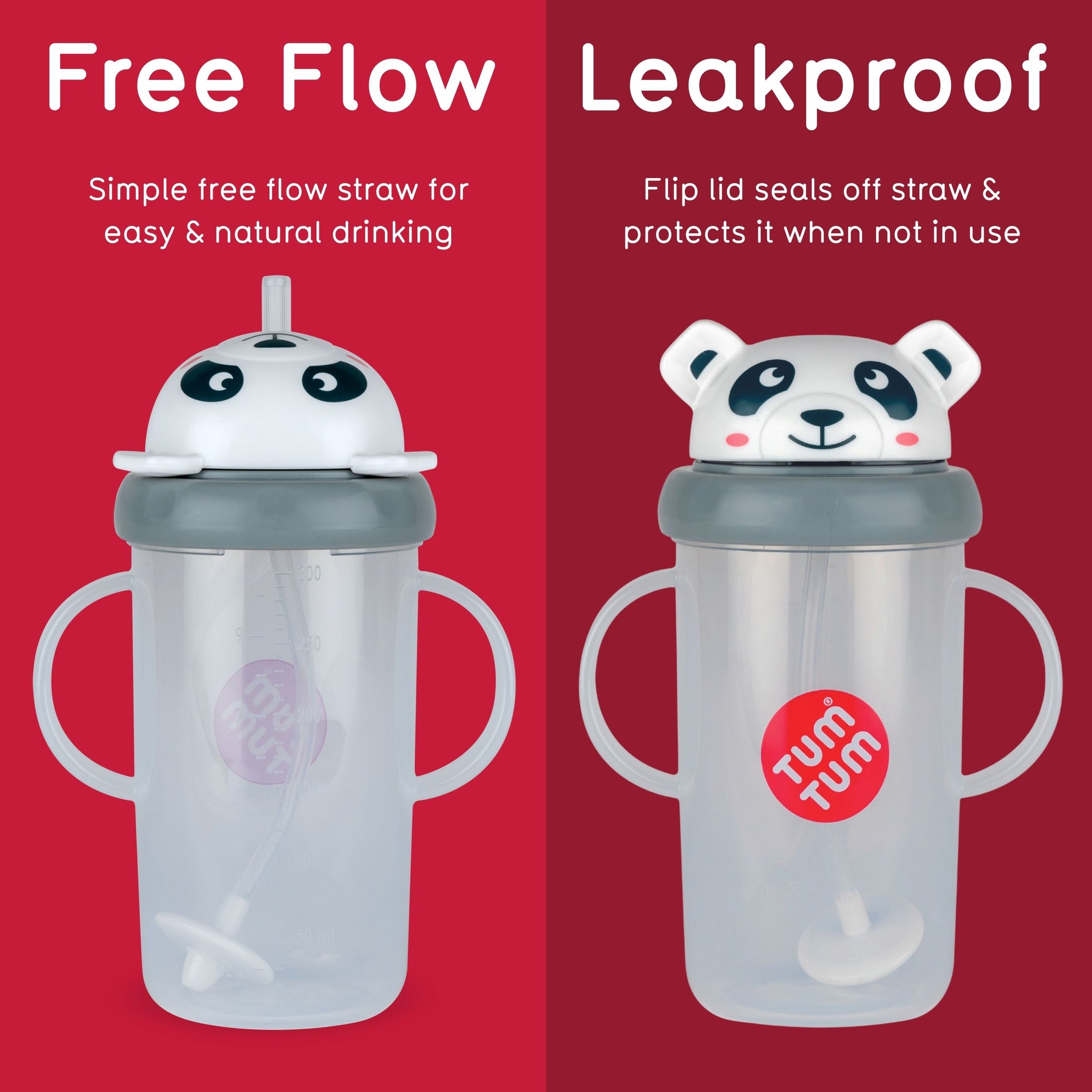 Tall Tippy Up Sippy Cup, with Weighted Straw (Valve Free), Pip Panda, 300ml, Series 3
