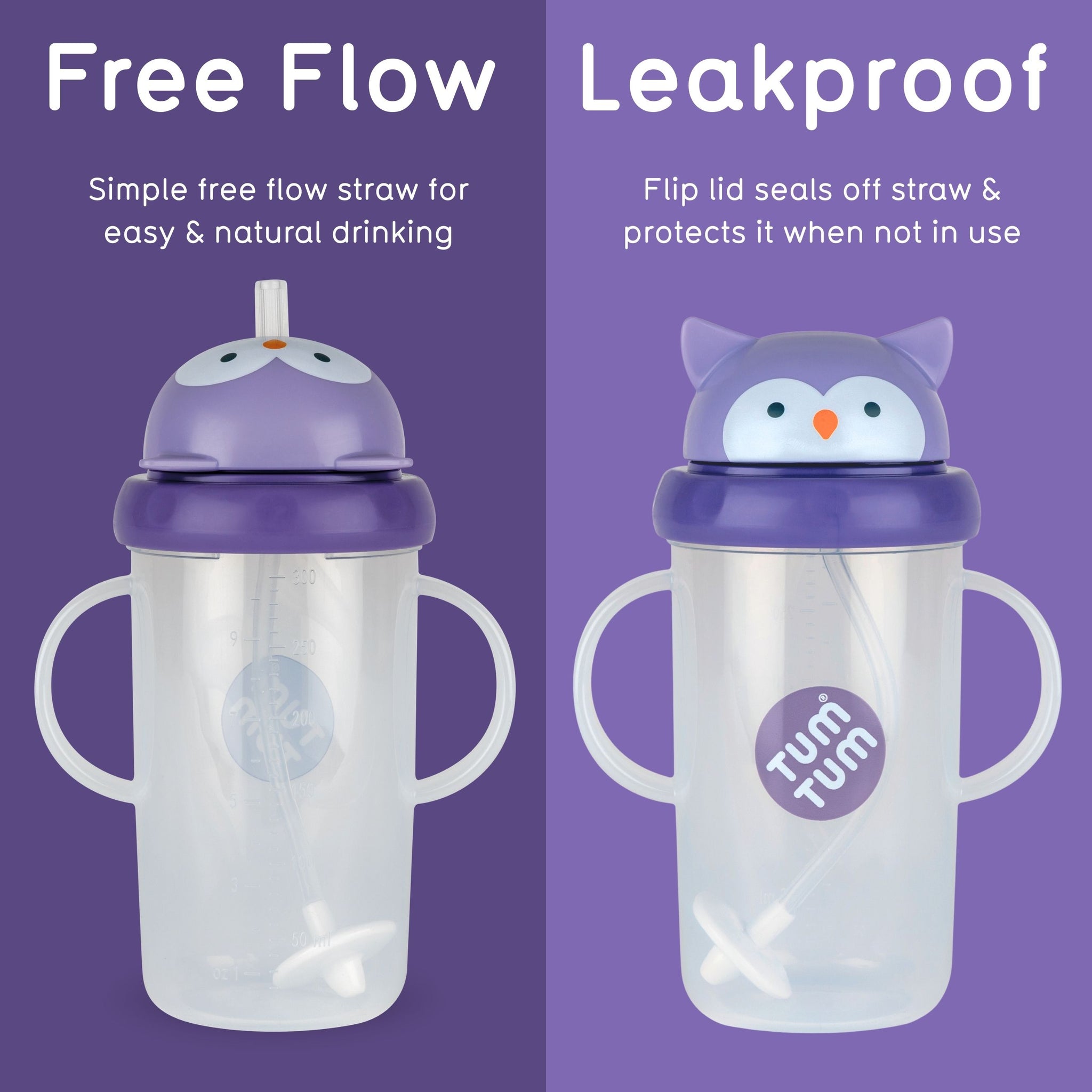 Tall Tippy Up Sippy Cup, with Weighted Straw (Valve Free), Olivia Owl, 300ml, Series 3