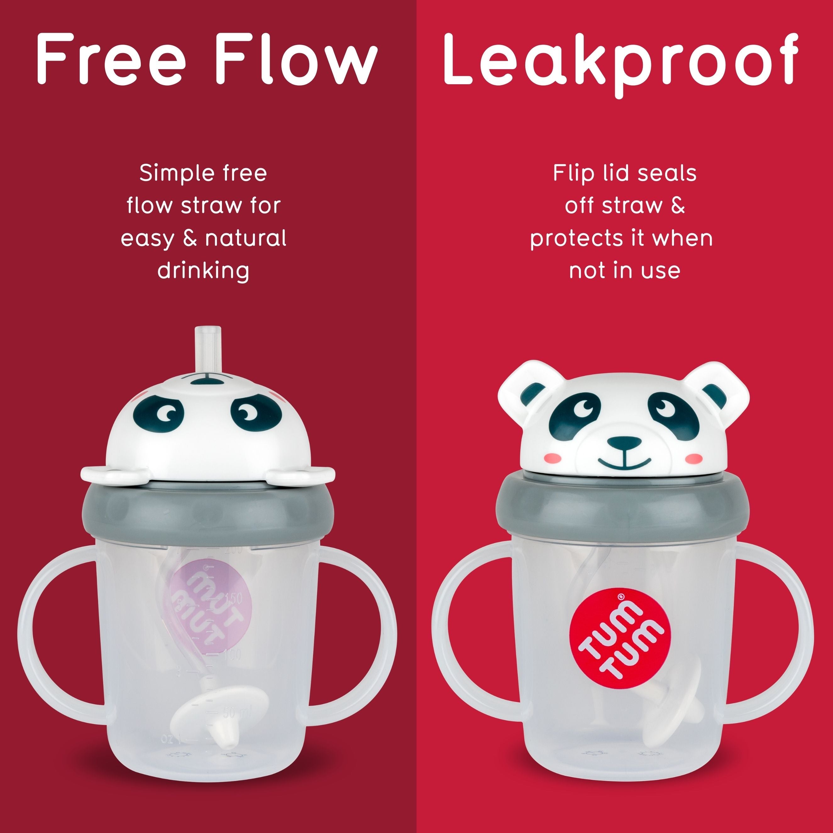 Tippy Up Sippy Cup (Series 3), with Weighted Straw (Valve Free), Pip Panda, 200ml