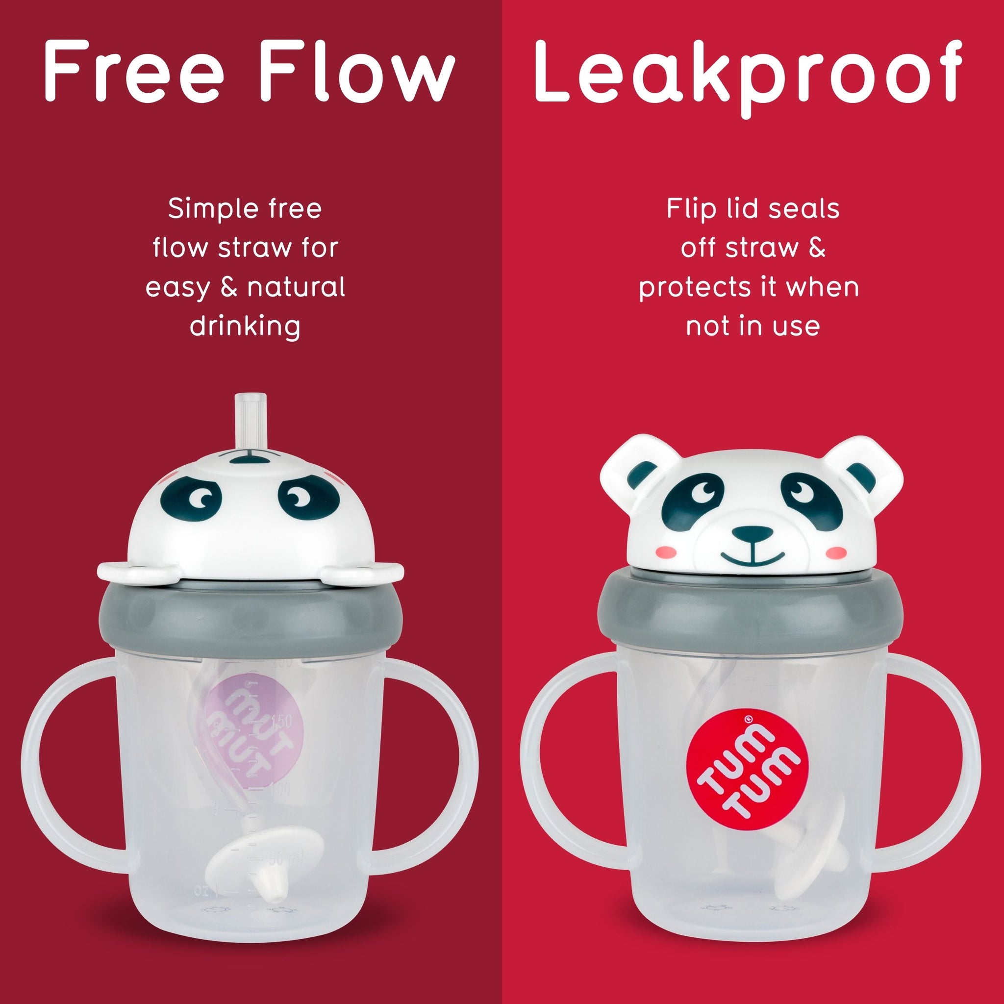 Tippy Up Sippy Cup (Series 3), with Weighted Straw (Valve Free), Pip Panda, 200ml