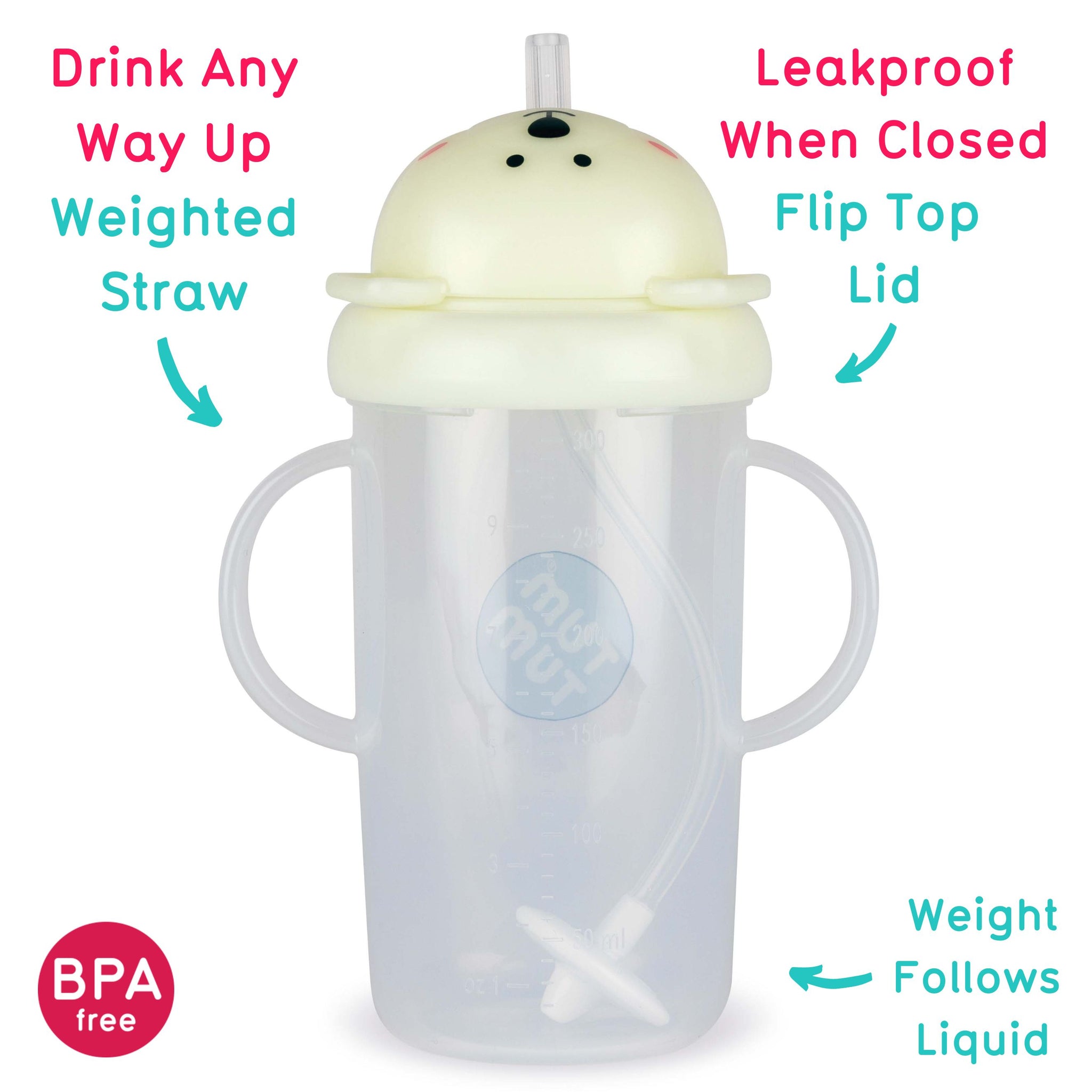 TUM TUM Tippy Up Free Flow Sippy Cup With Weighted Straw