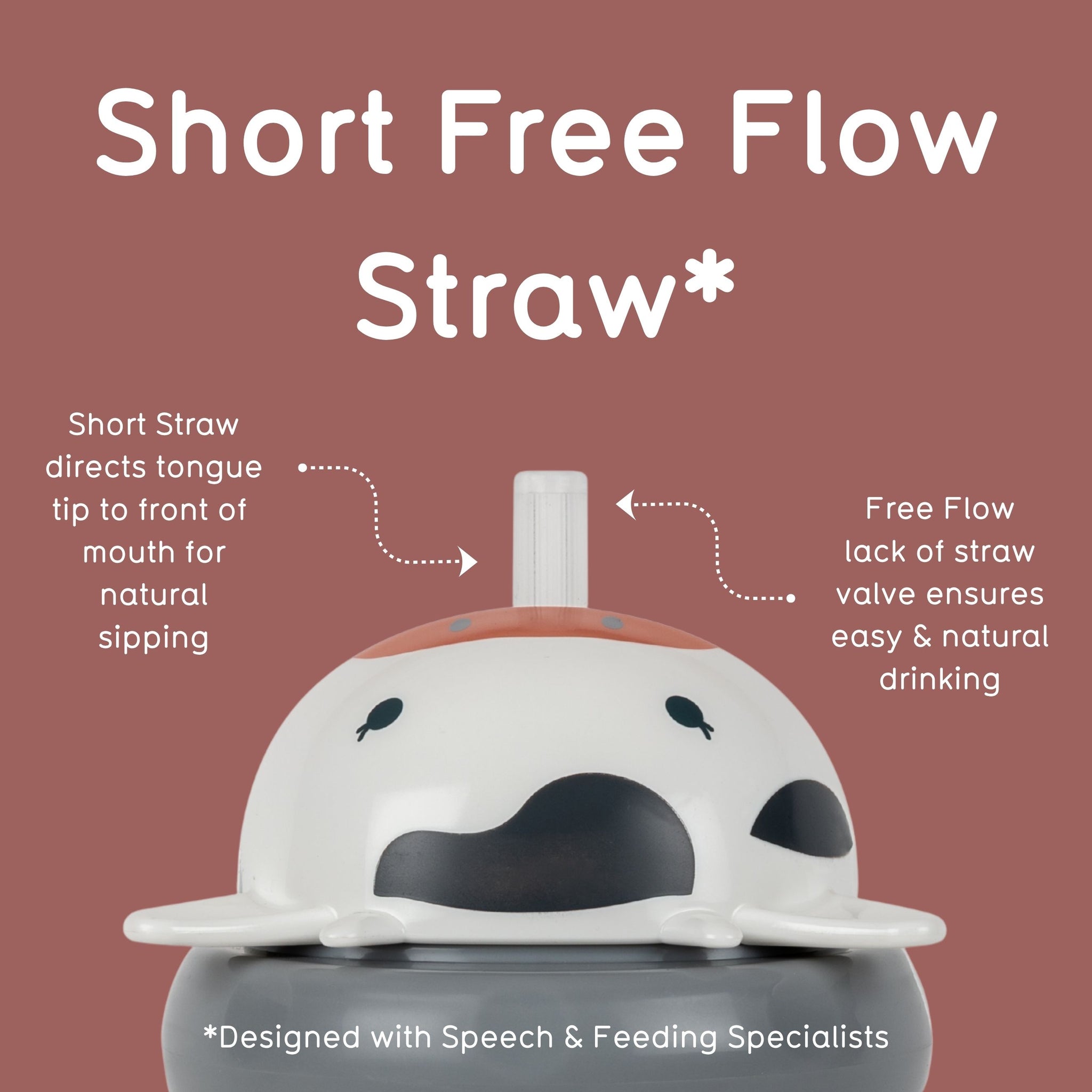 Tall Tippy Up Sippy Cup, with Weighted Straw (Valve Free), Connie Cow, 300ml, Series 3