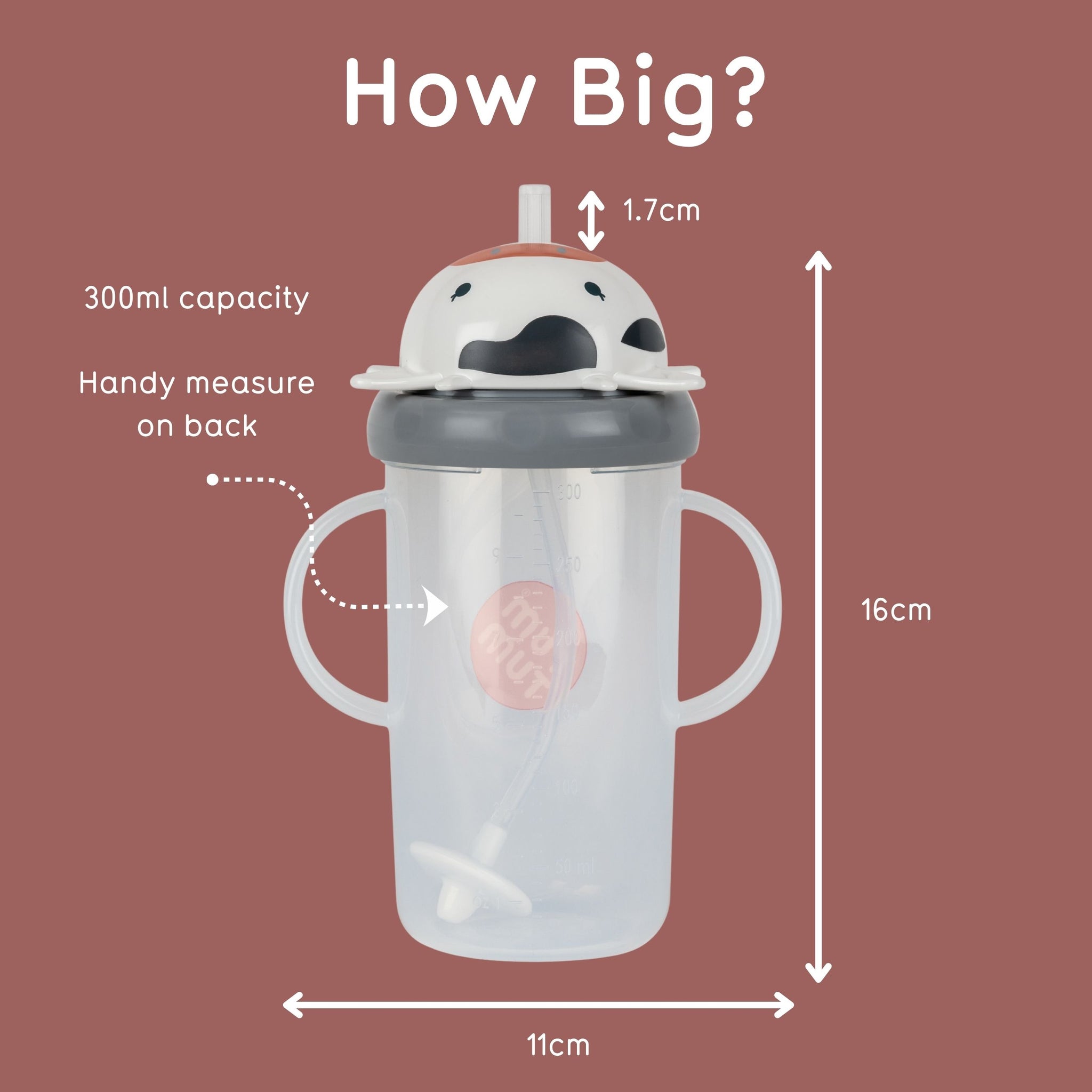 Tall Tippy Up Sippy Cup, with Weighted Straw (Valve Free), Connie Cow, 300ml, Series 3