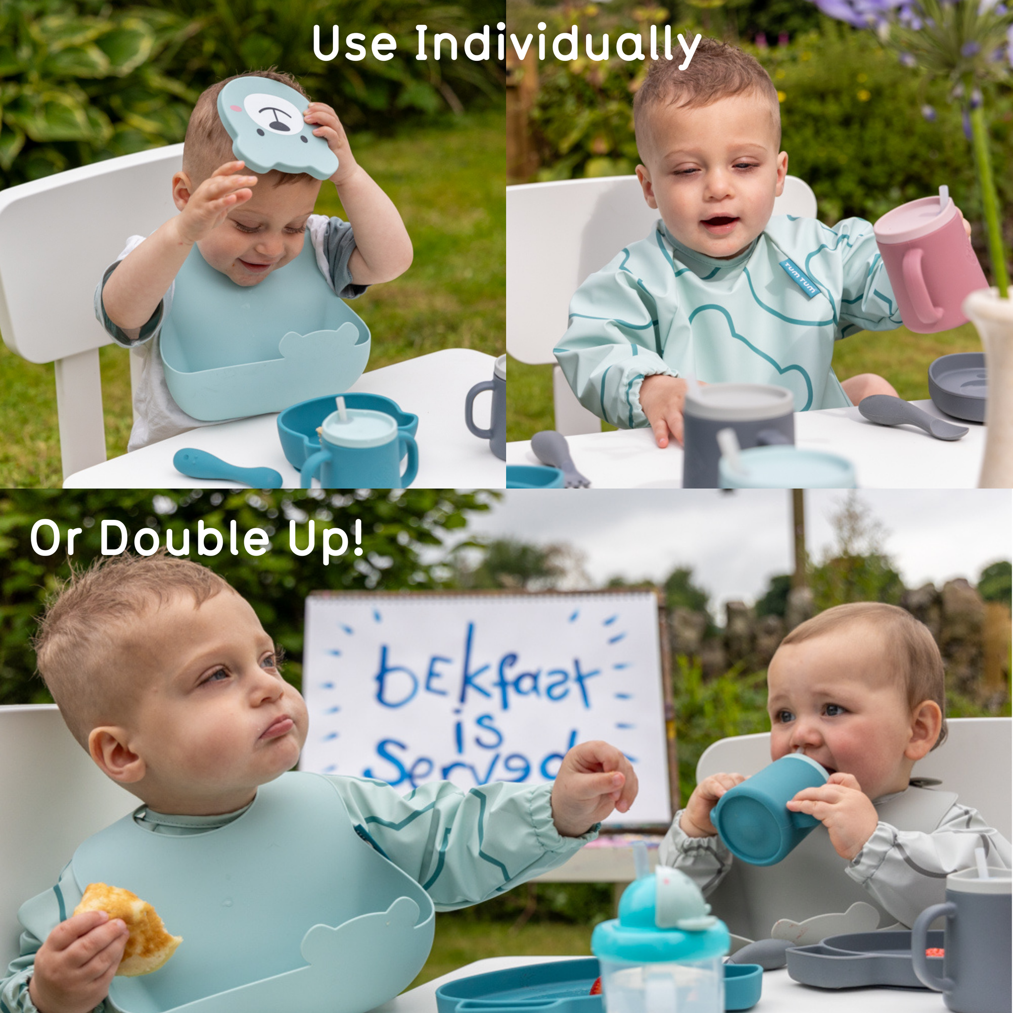 Double Up Bibs Set, Blue