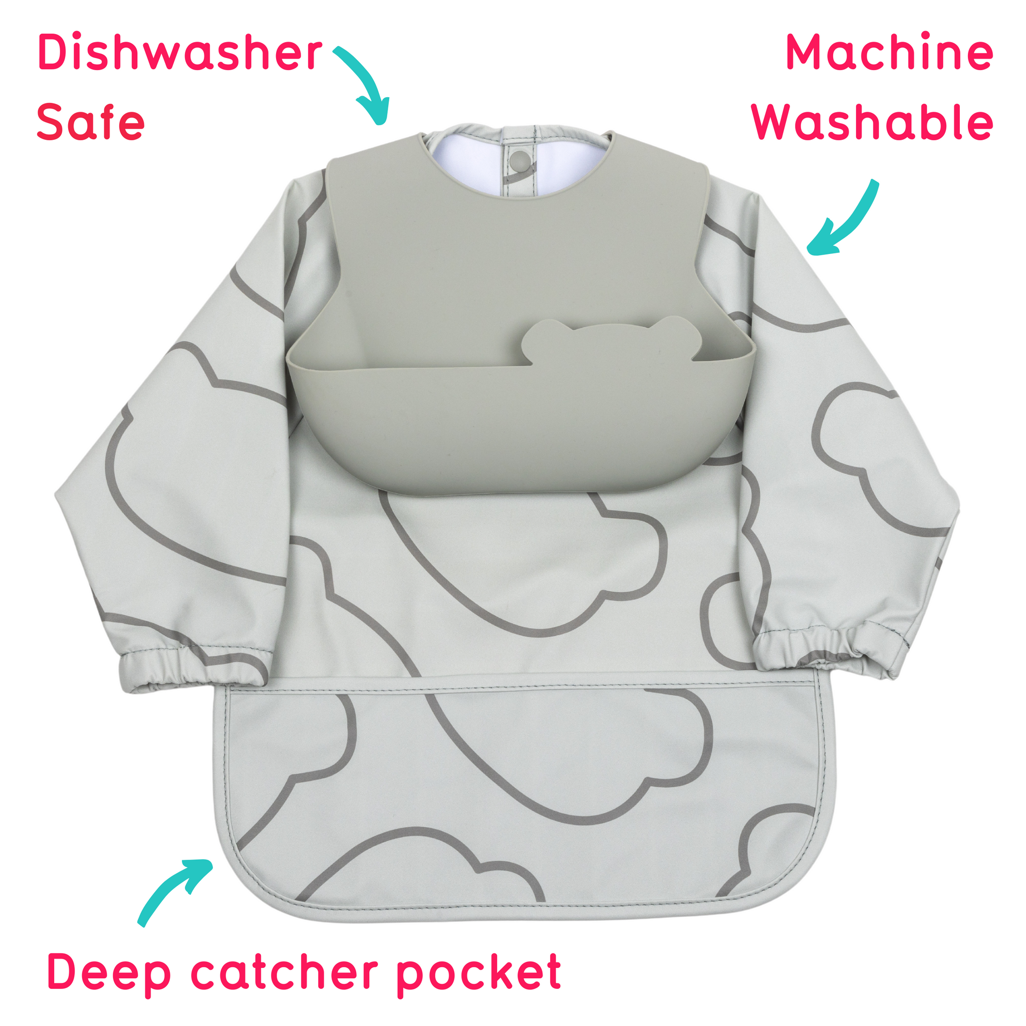 Double Up Bibs Set, Grey