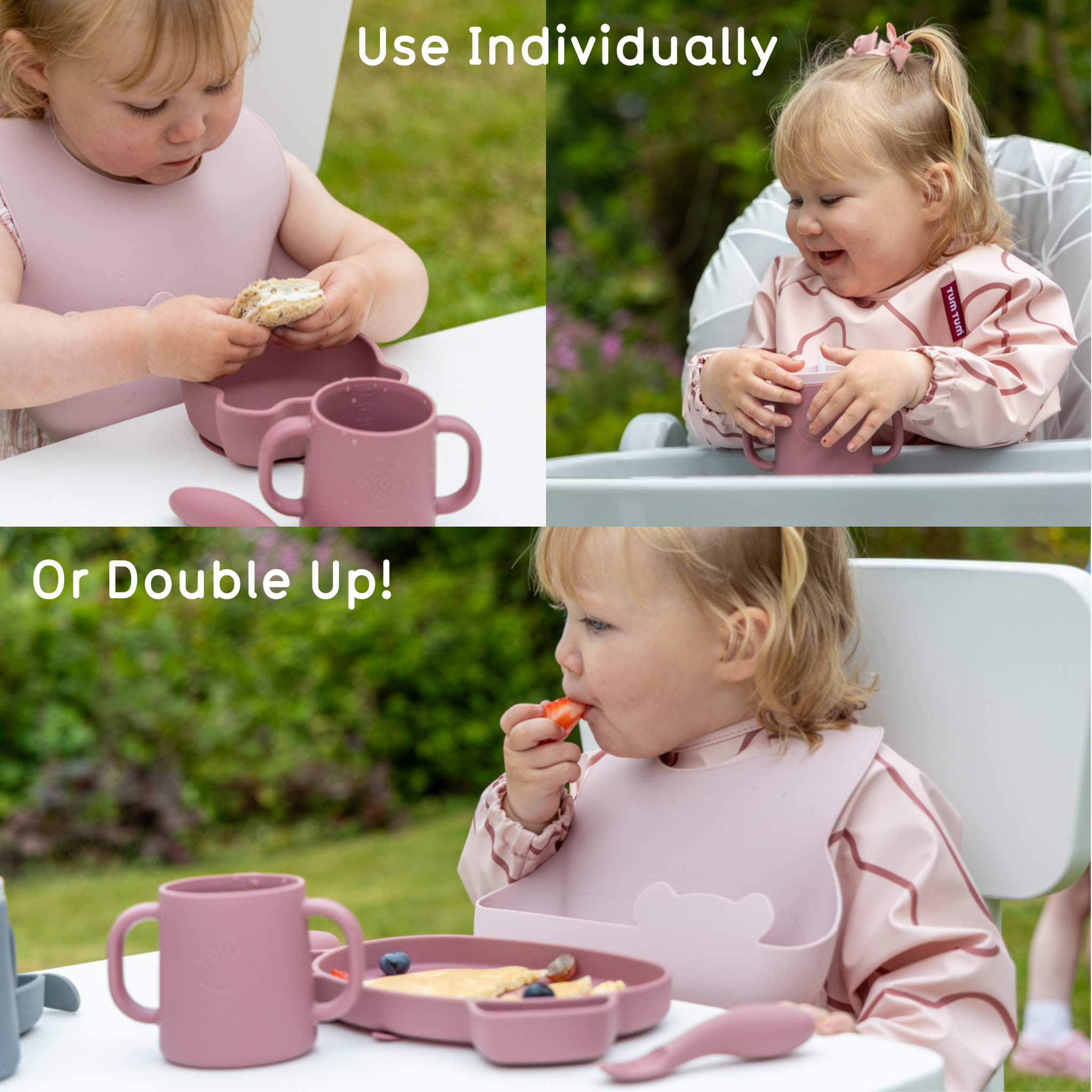 Double Up Bibs Set, Pink