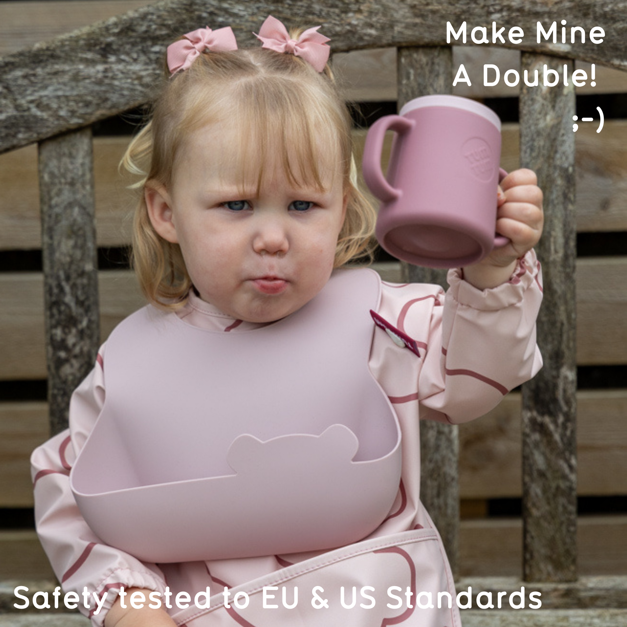 Double Up Bibs Set, Pink