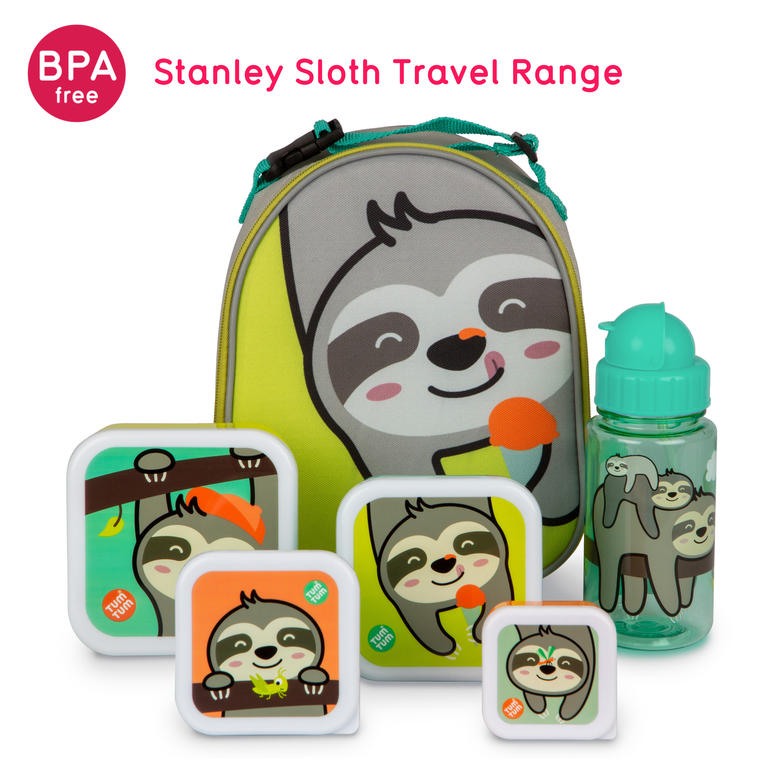 Flip Top Kids Water Bottle with Straw, Stanley Sloth, 400ml