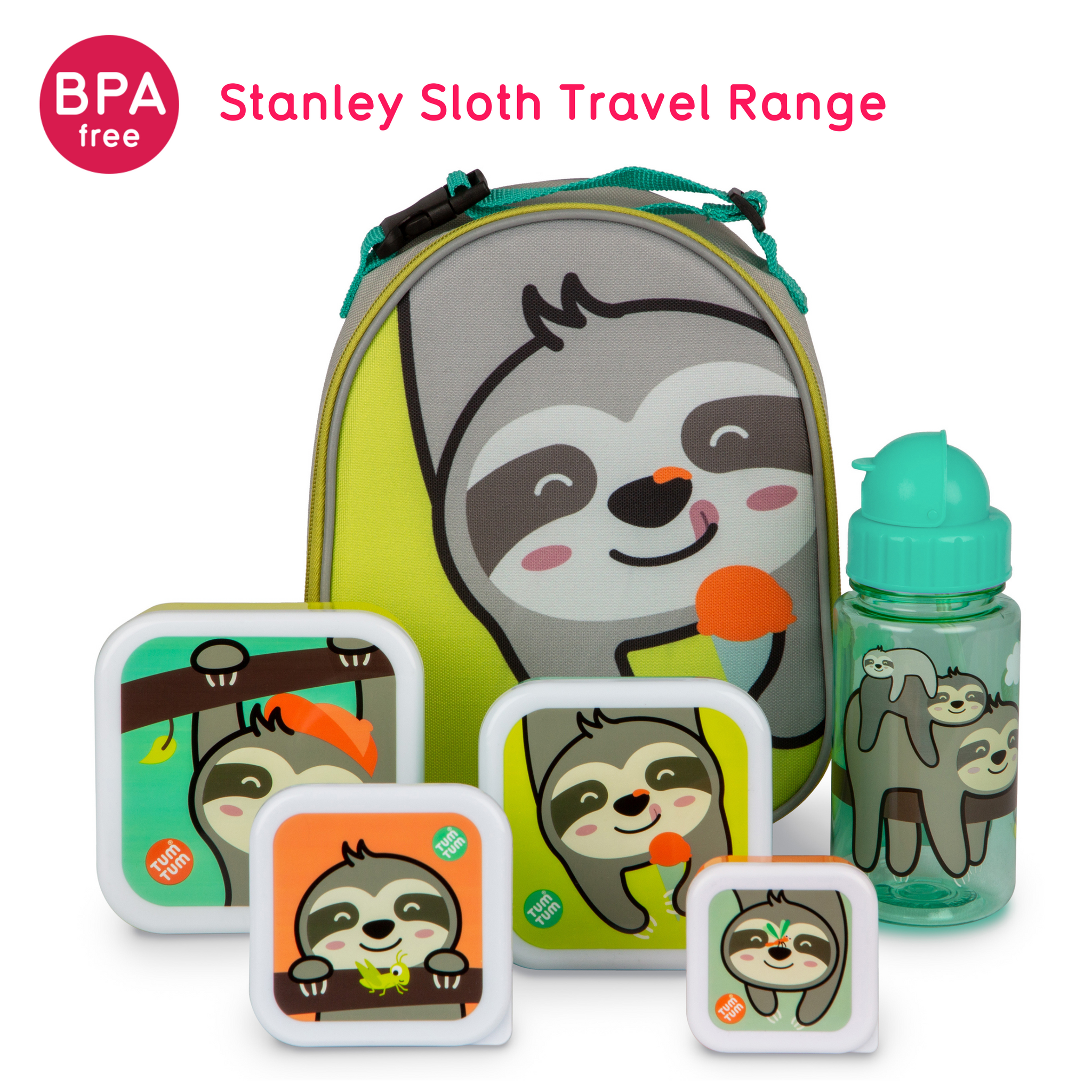 Flip Top Kids Water Bottle with Straw, Stanley Sloth, 400ml