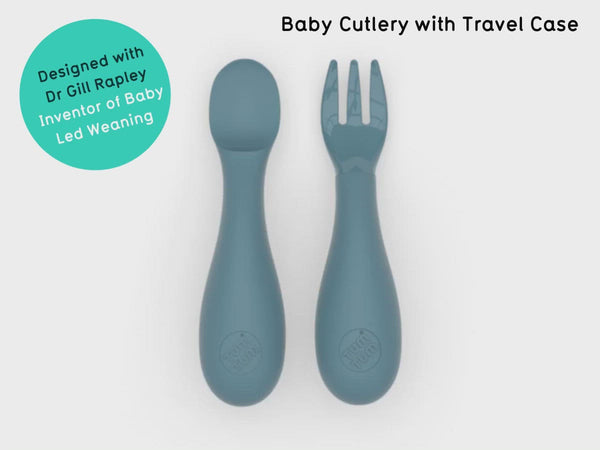 Baby Cutlery Set with Travel Case Grey TUM TUM TOTS