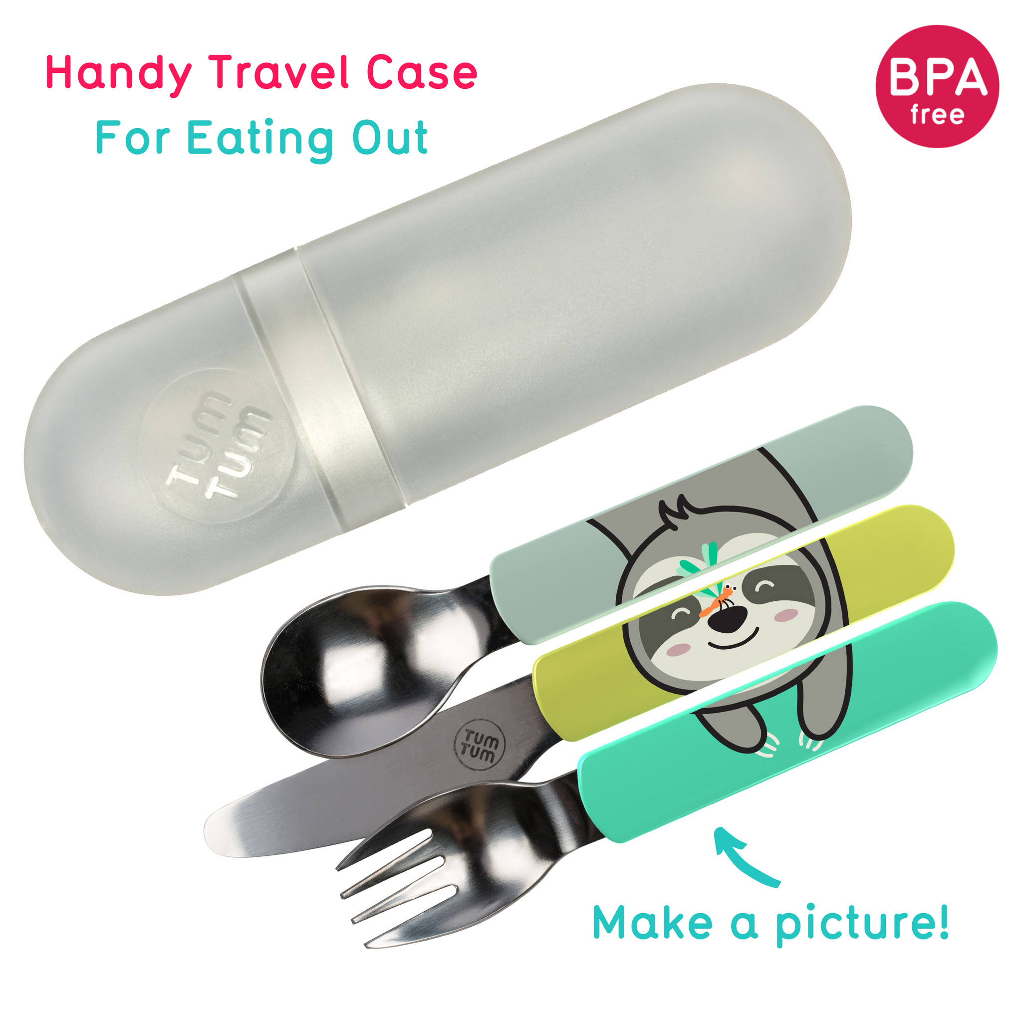 Easy Scoop Toddler Cutlery with Travel Case, Stanley Sloth