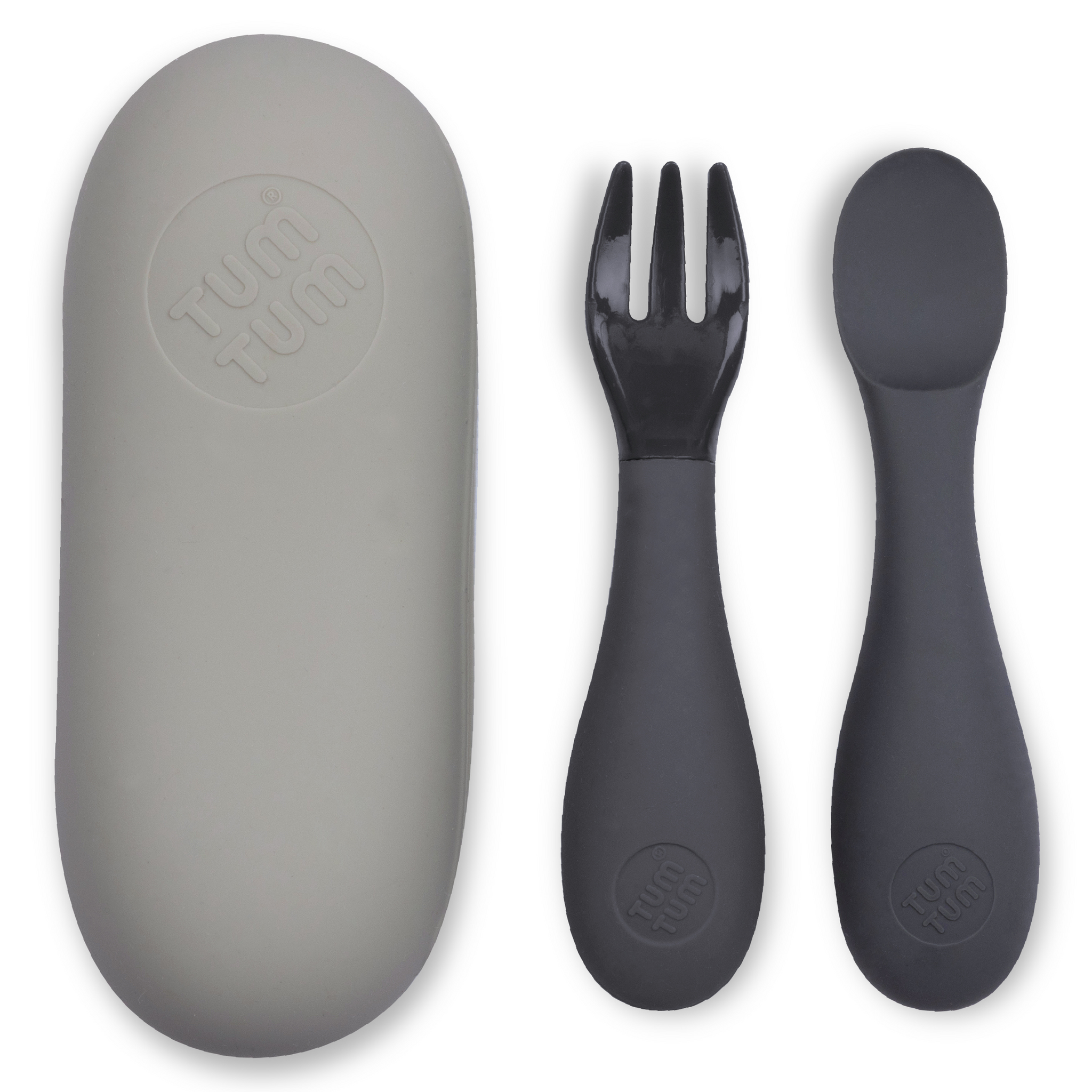 Baby Cutlery Set with Handy Travel Case, Grey