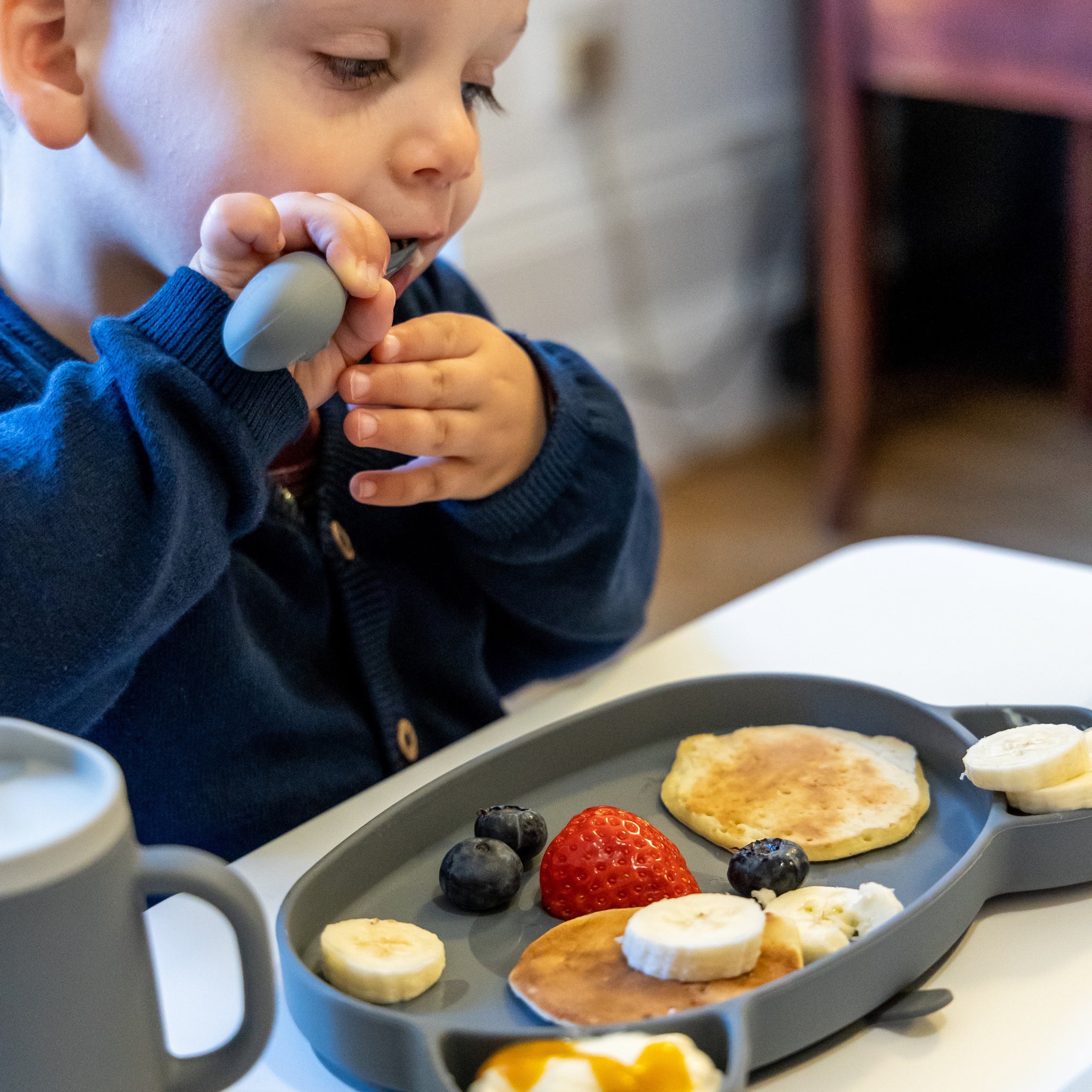 Baby Cutlery Set with Handy Travel Case, Grey