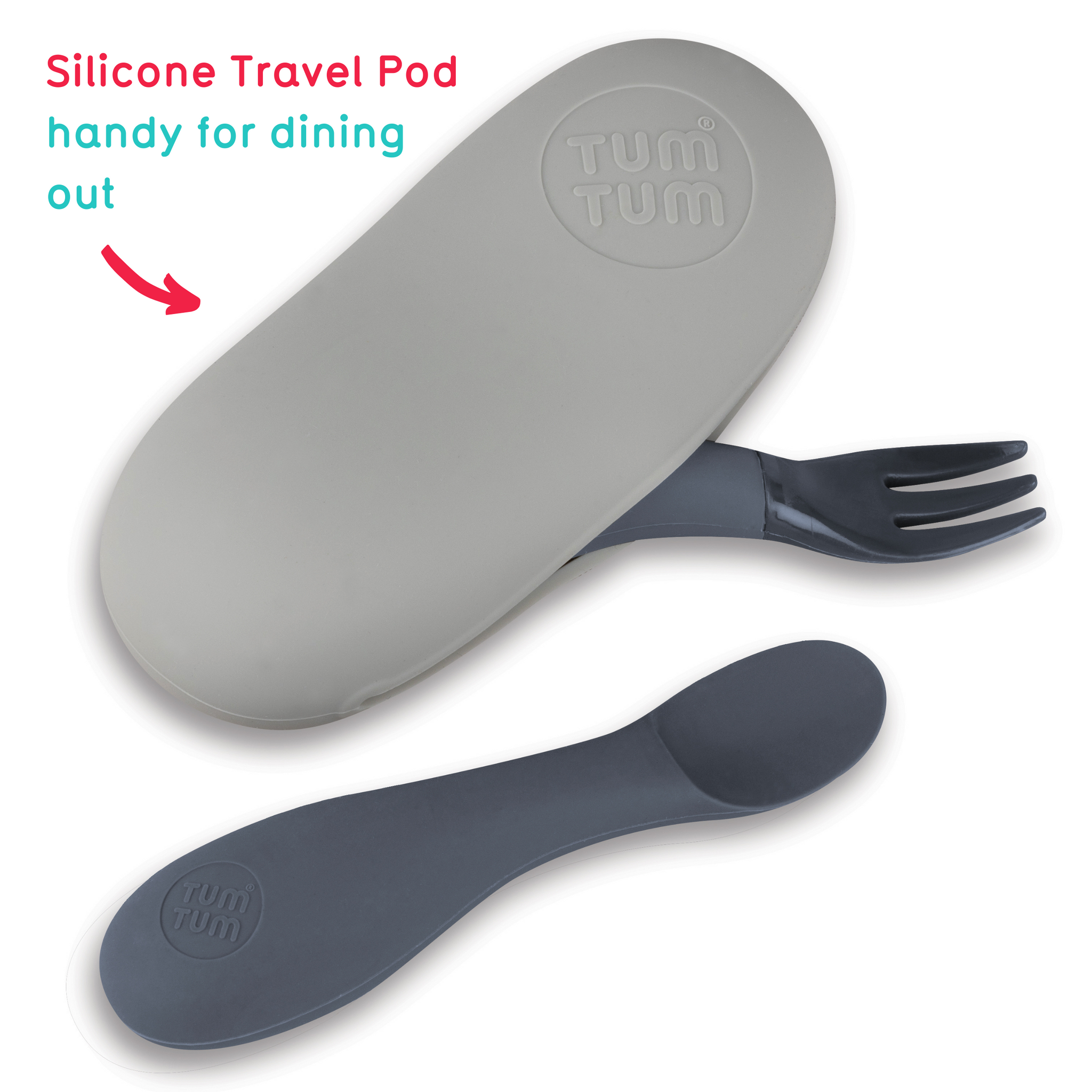 Baby Cutlery Set with Handy Travel Case, Grey