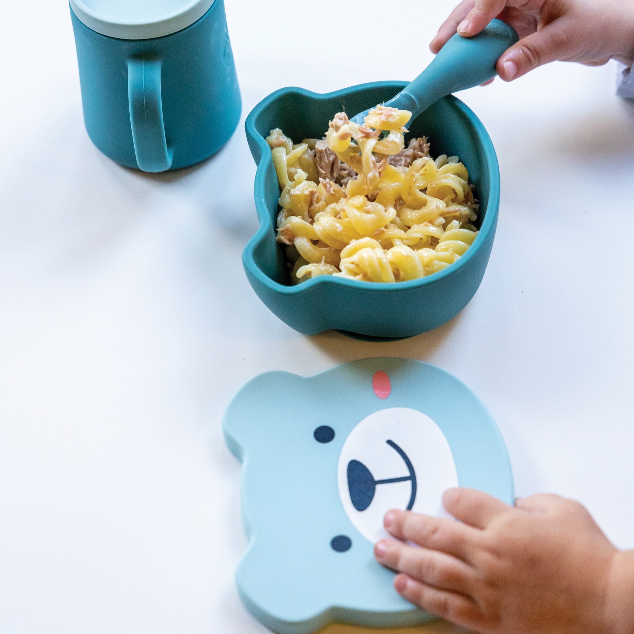 Baby Suction Bowl & Spoon Set, Blue