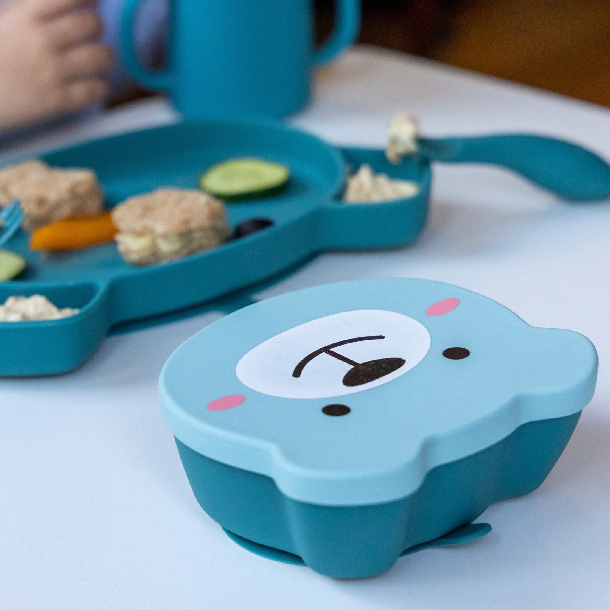 Baby Suction Bowl & Spoon Set, Blue