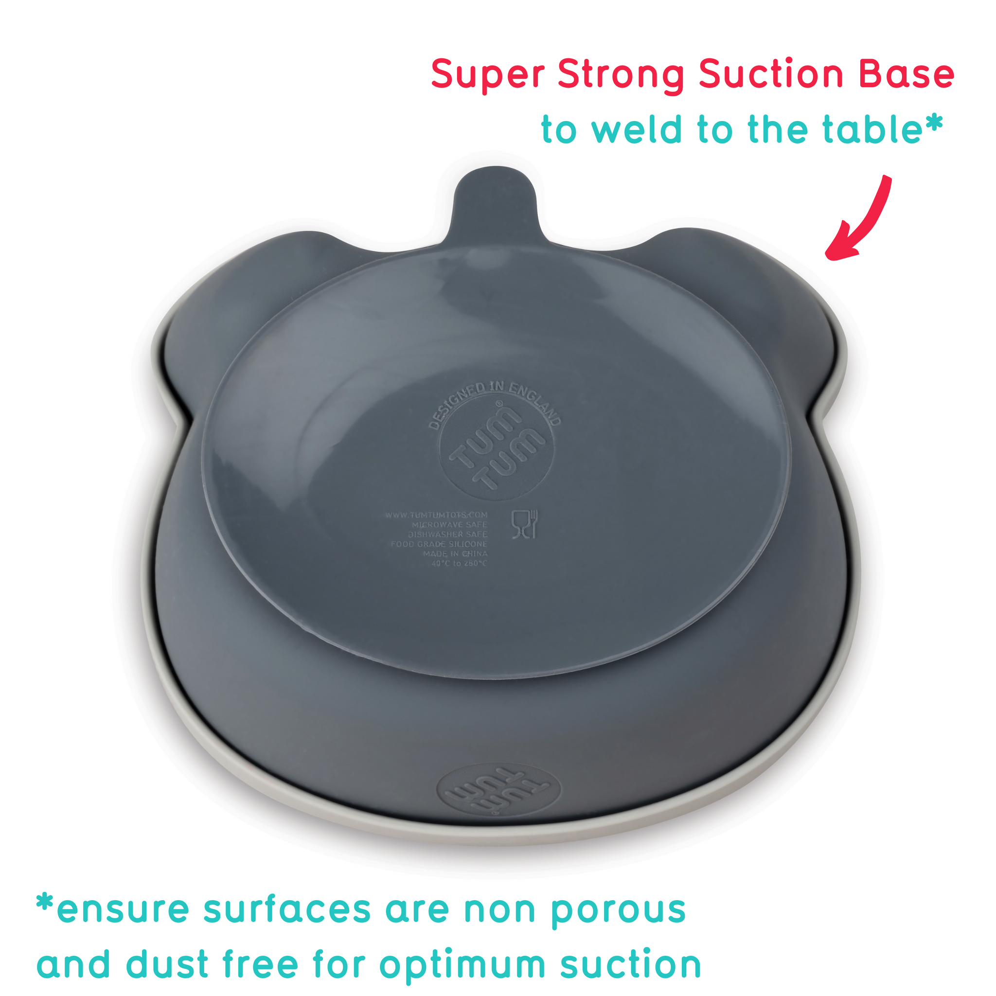 Baby Suction Bowl & Spoon Set, Grey