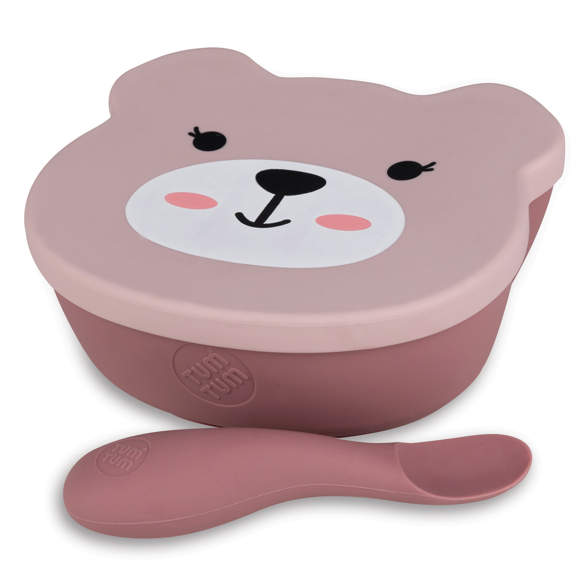 Baby Suction Bowl & Spoon Set, Pink