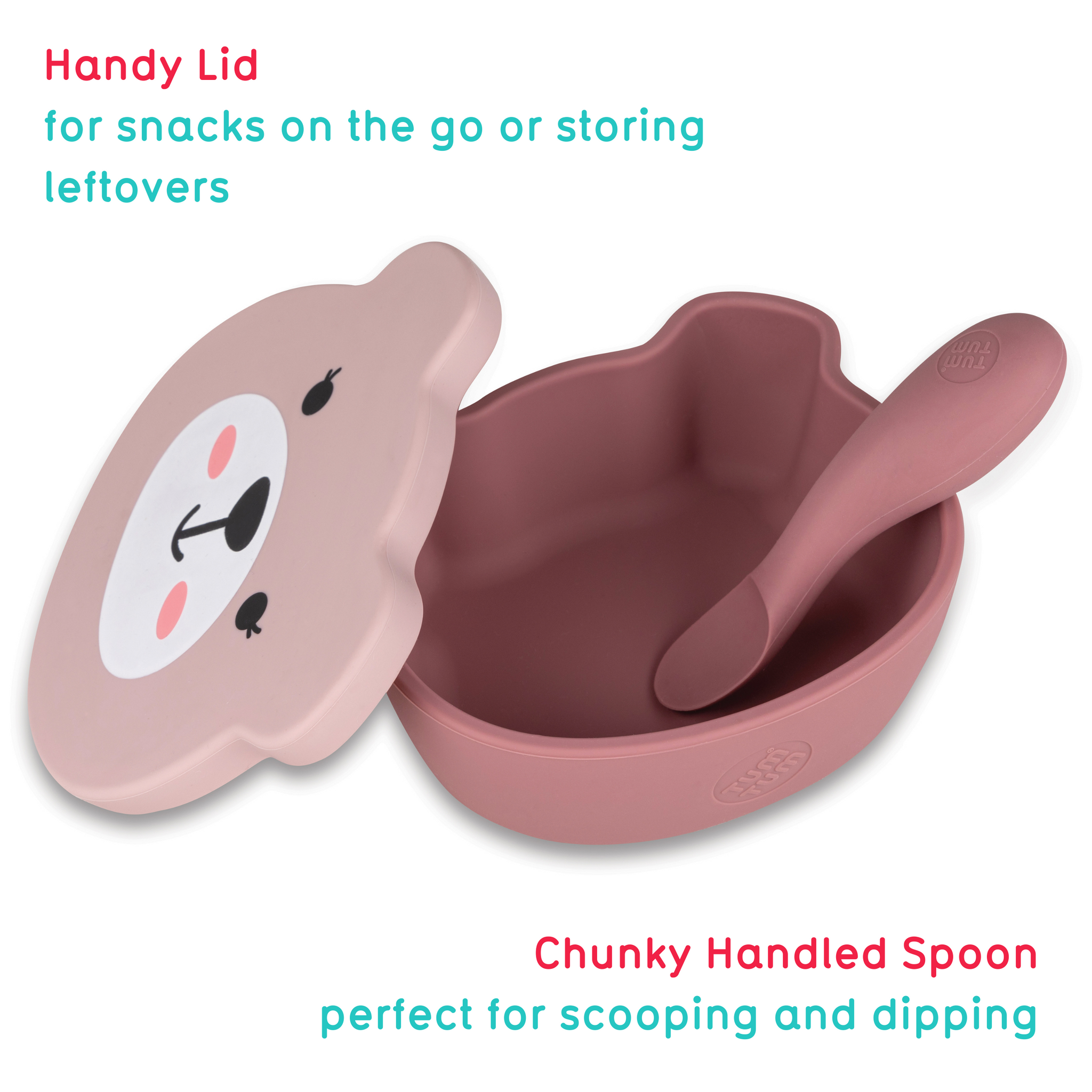 Baby Suction Bowl & Spoon Set, Pink