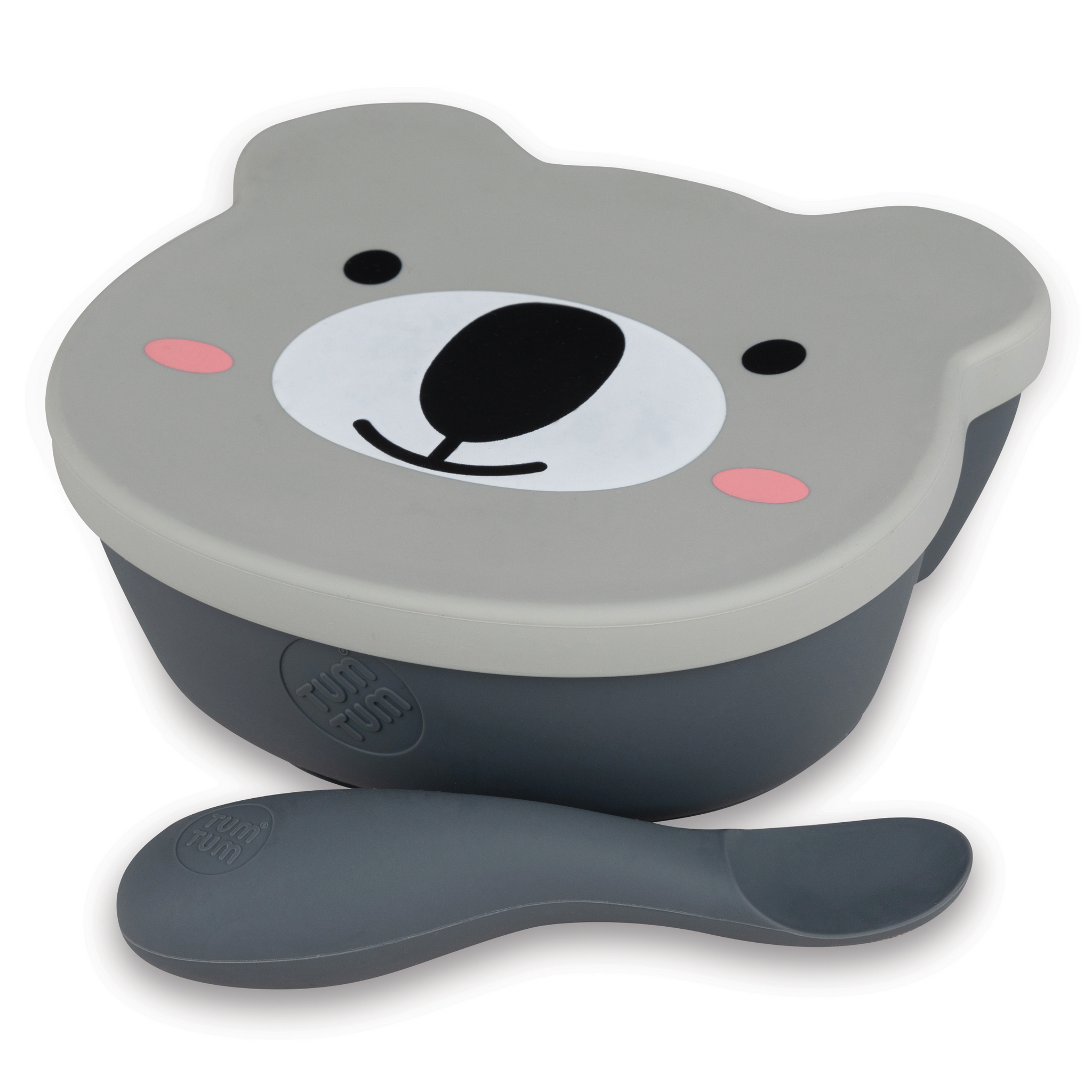 Baby Suction Bowl & Spoon Set, Grey