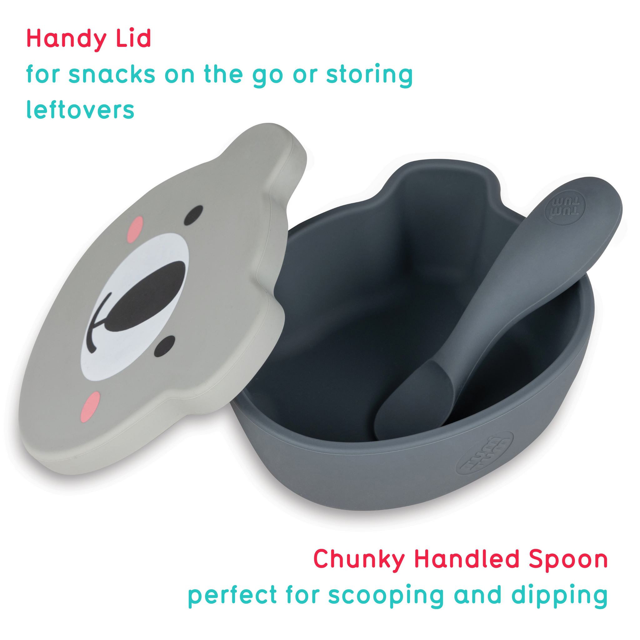 Baby Suction Bowl & Spoon Set, Grey