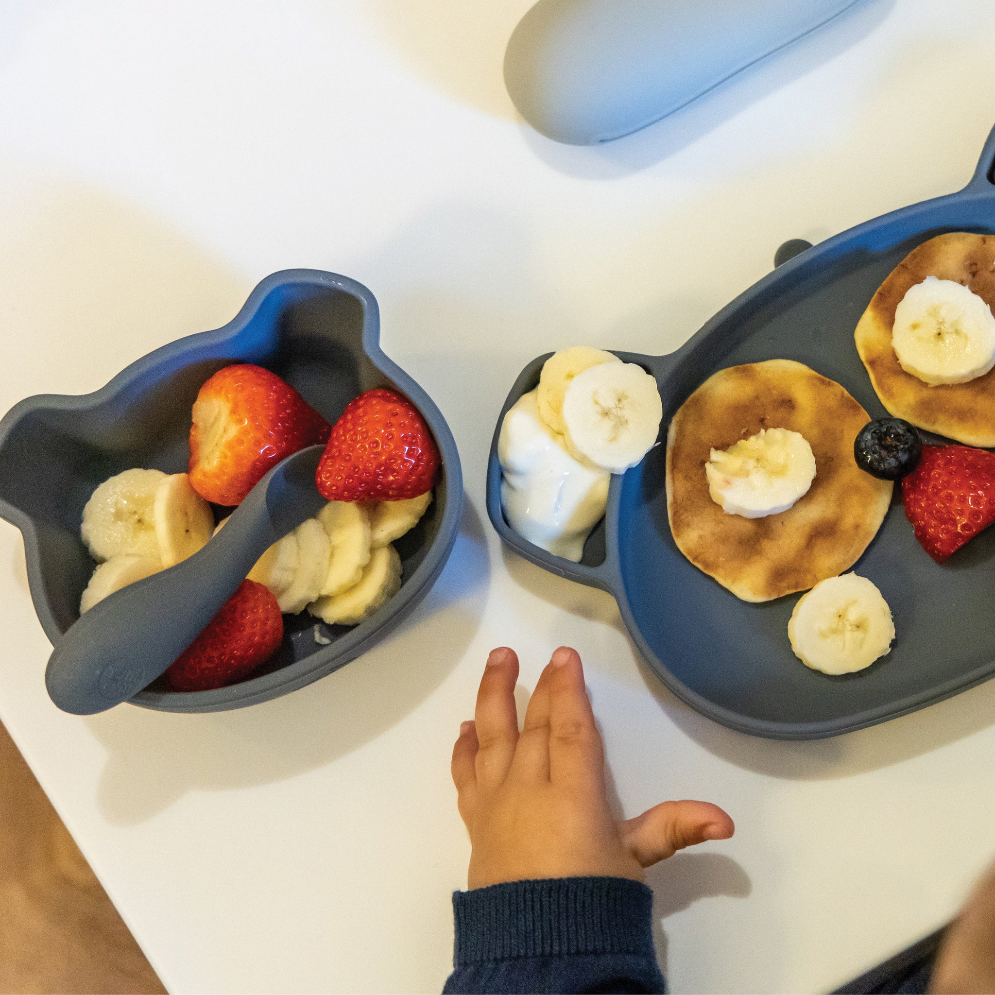 Baby Suction Bowl & Spoon Set, Grey