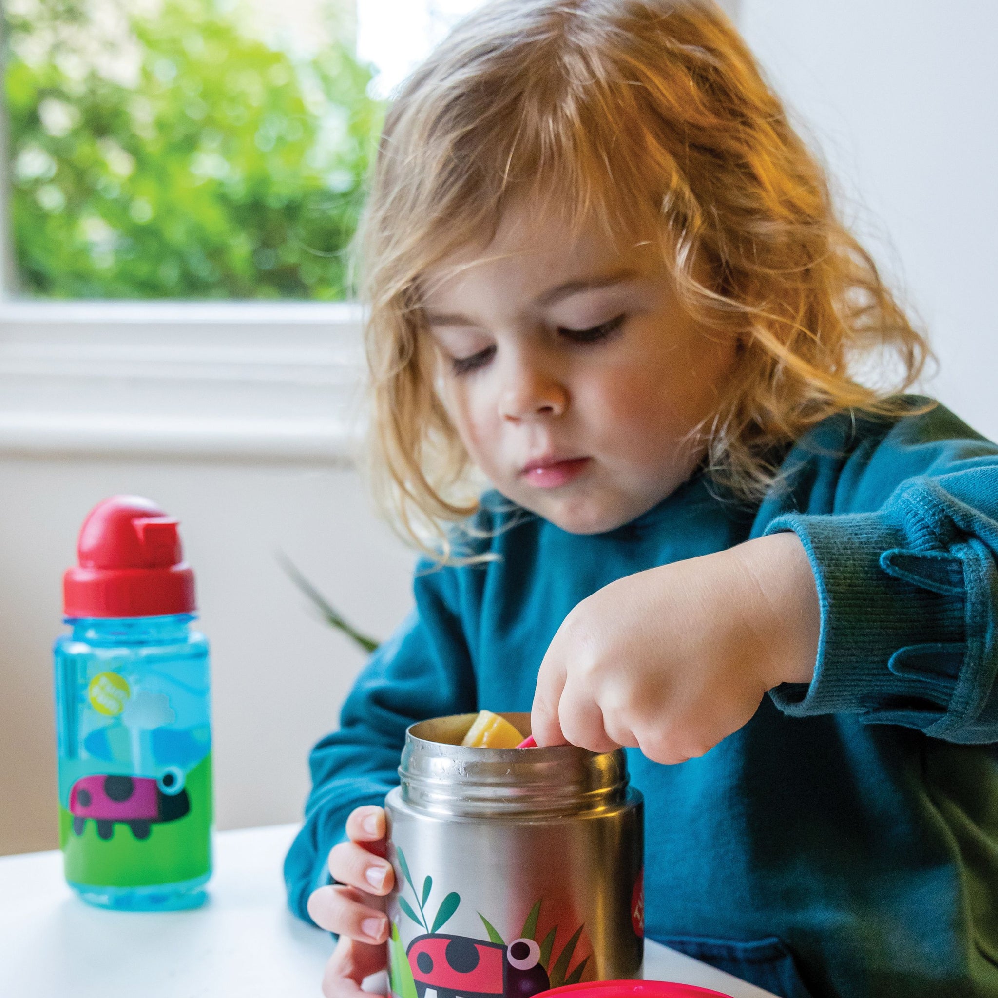 TUM TUM Kids Food Flask with Magnetic Spork & Easy Open Lid, Bugs