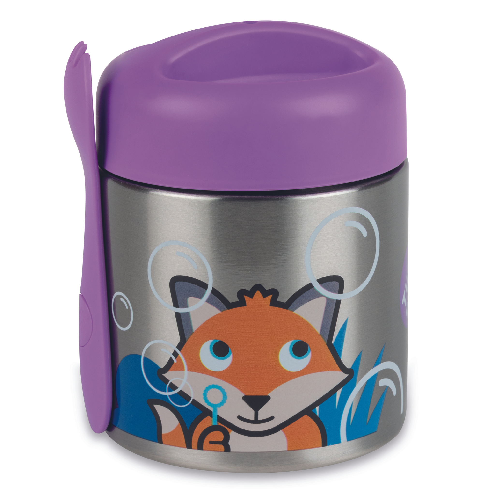 TUM TUM Kids Food Flask with Magnetic Spork & Easy Open Lid, Felicity Fox