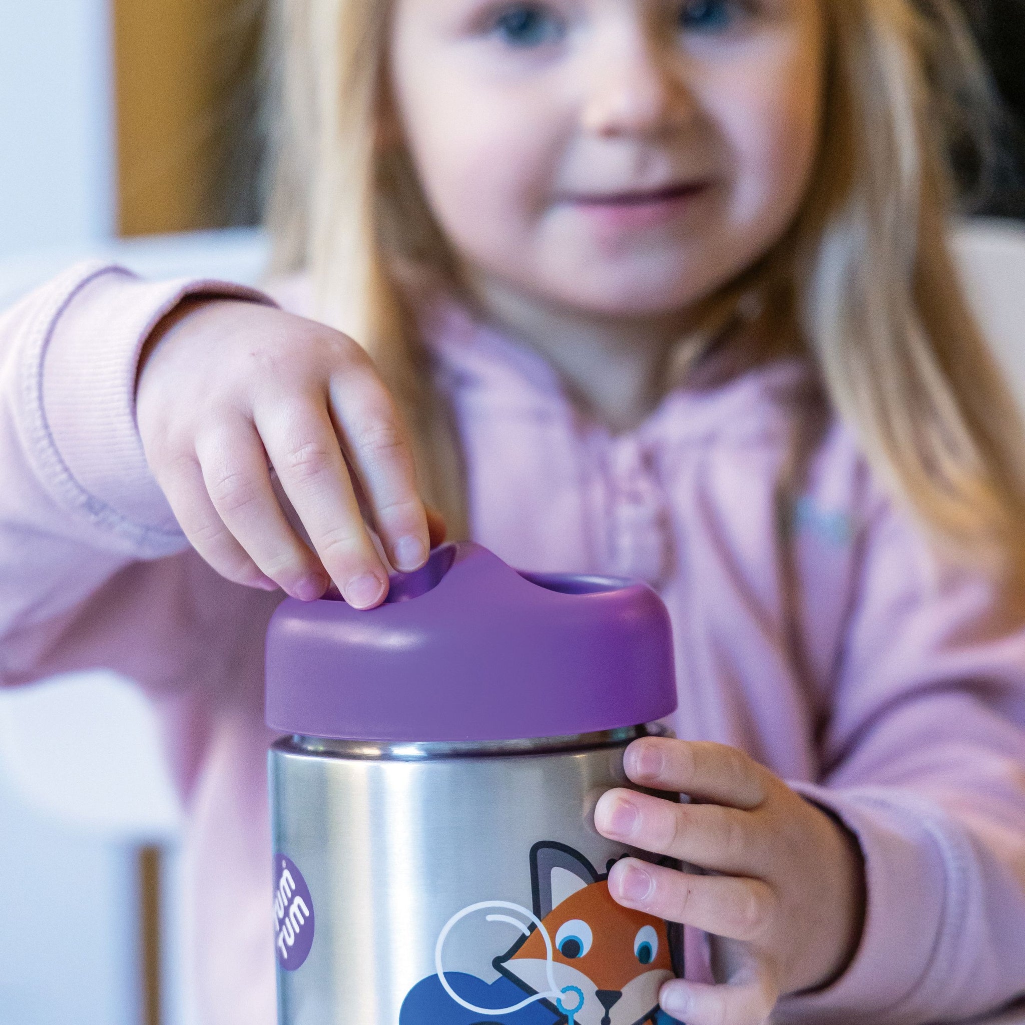 TUM TUM Kids Food Flask with Magnetic Spork & Easy Open Lid, Felicity Fox