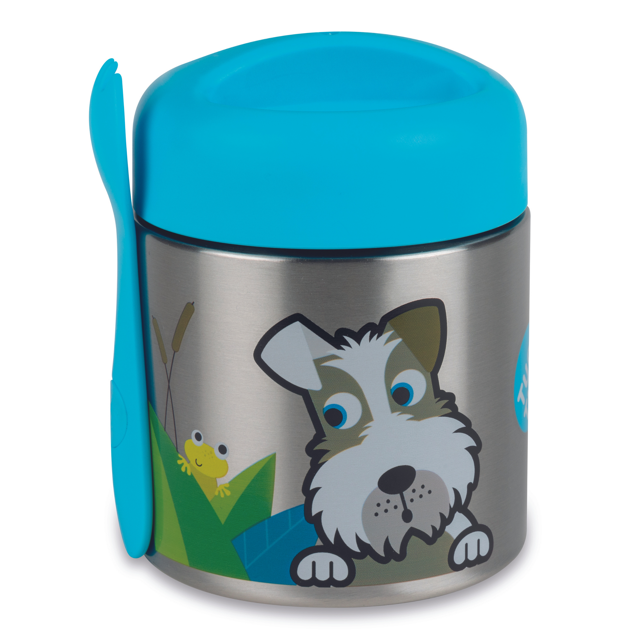 TUM TUM Kids Food Flask with Magnetic Spork & Easy Open Lid, Scruff the Dog