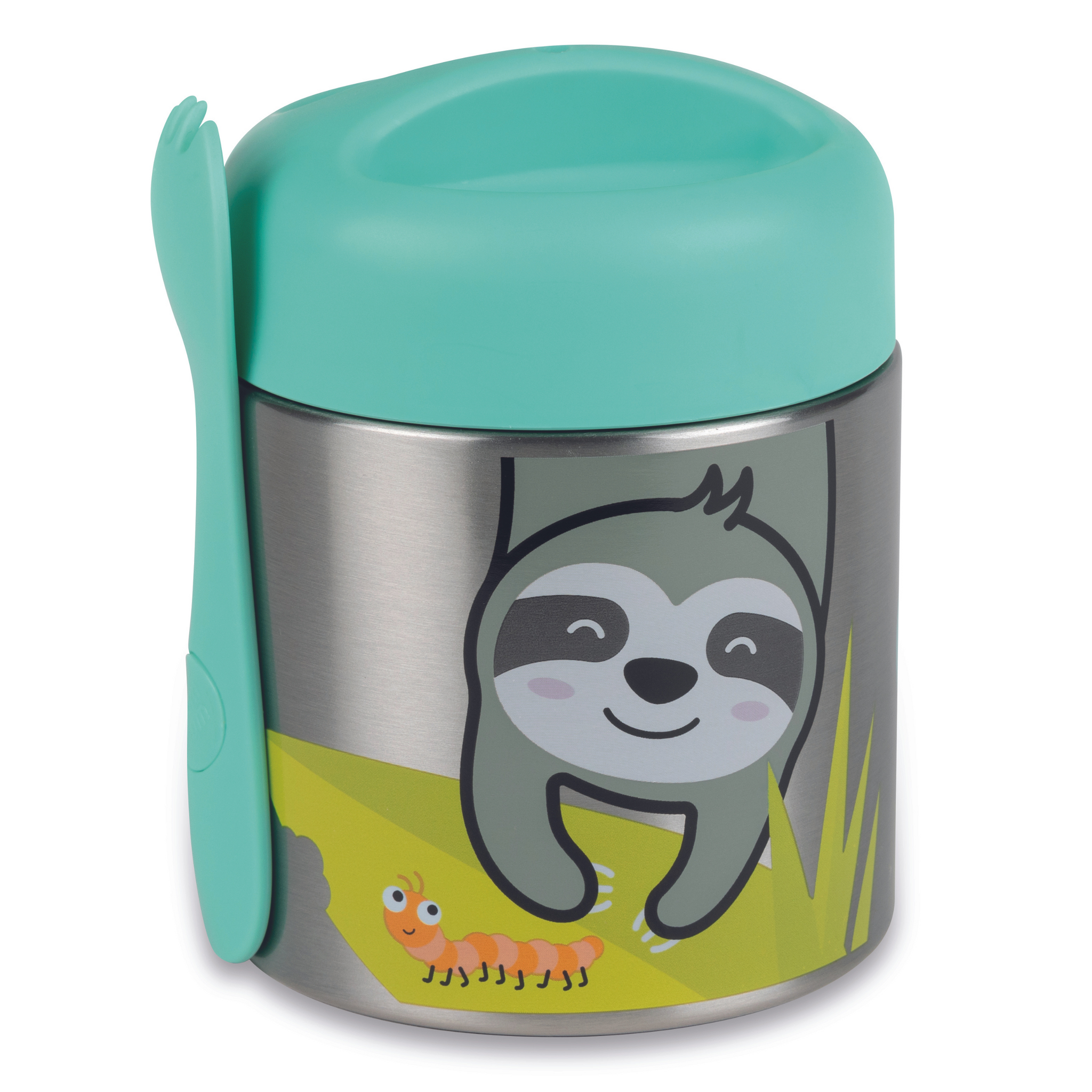 TUM TUM Kids Food Flask with Magnetic Spork & Easy Open Lid, Stanley Sloth