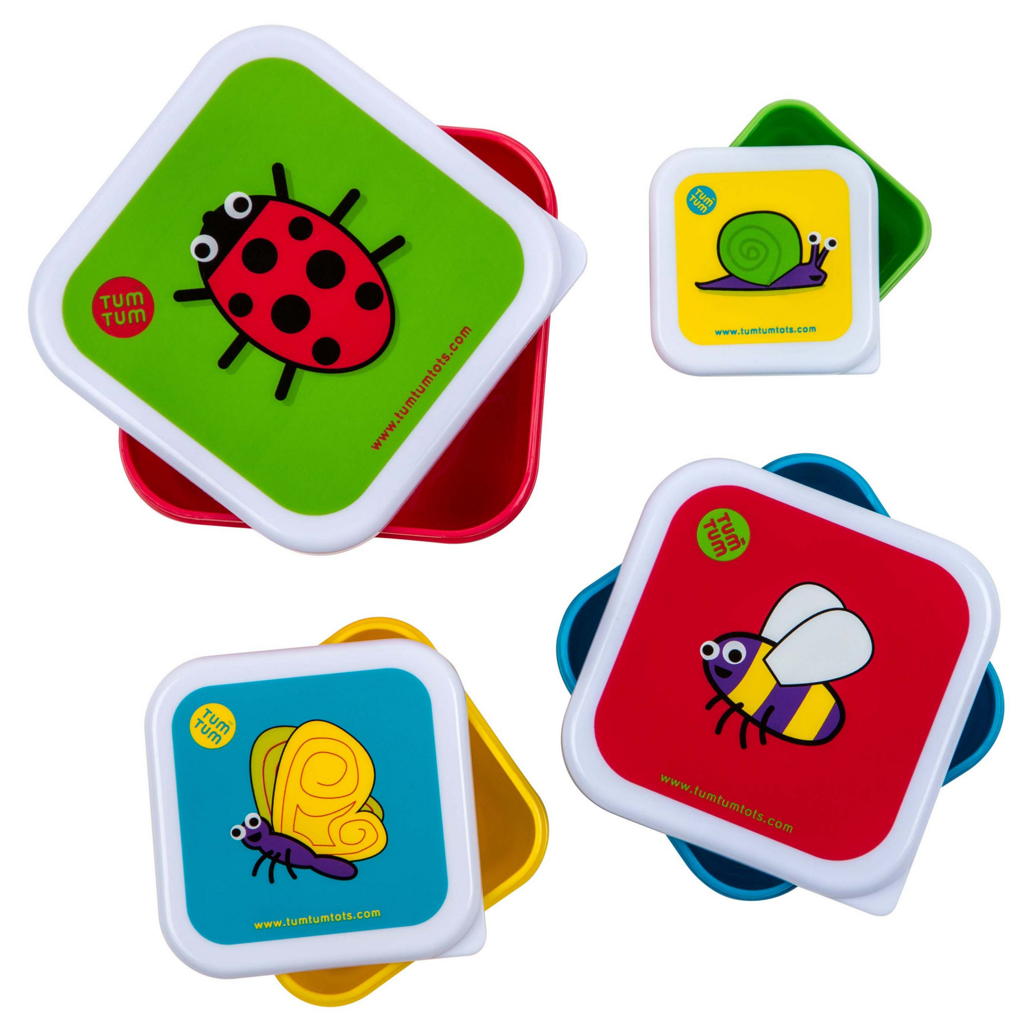 Set of 4 Nesting Snack Pots for Kids, Bugs