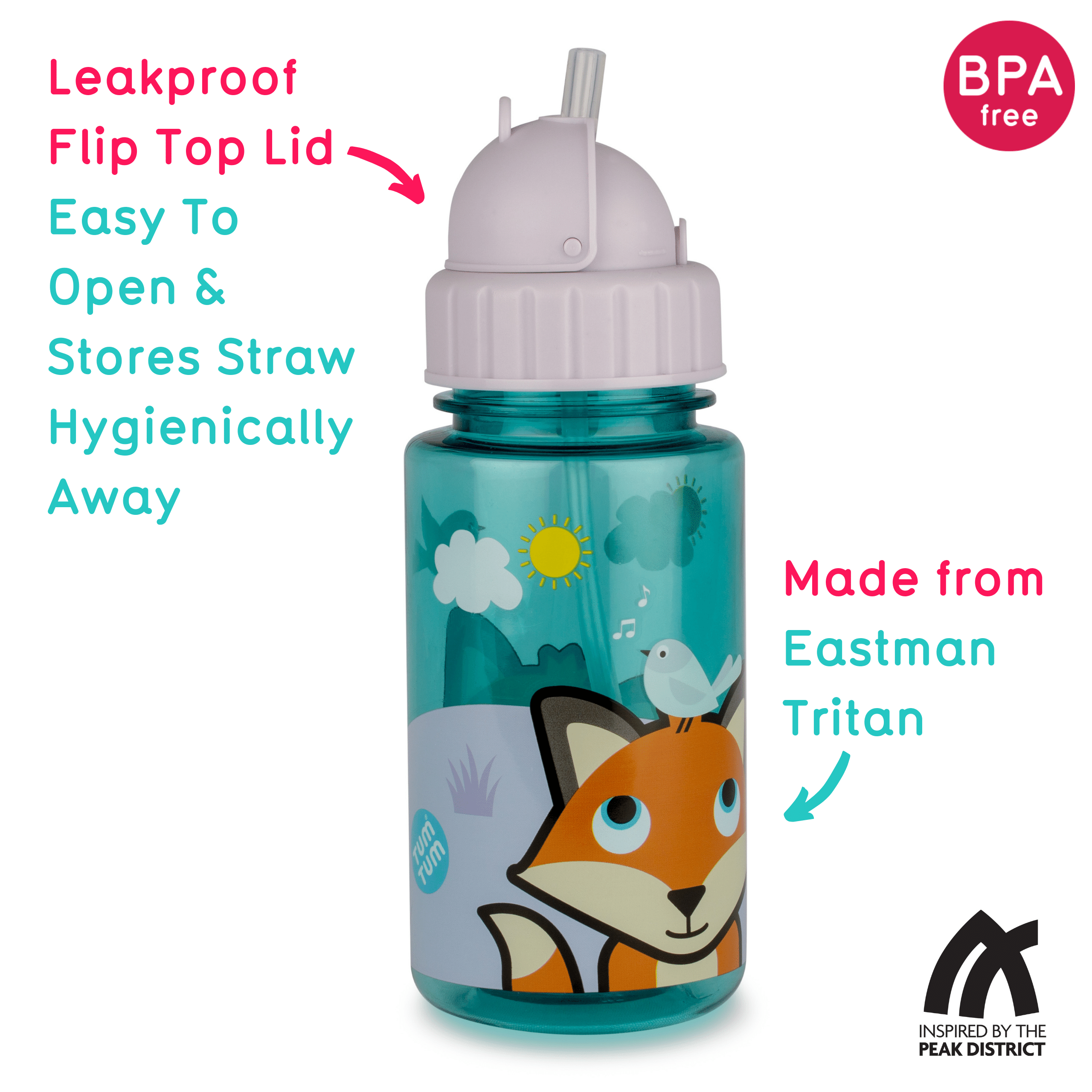 Kids water bottle fox