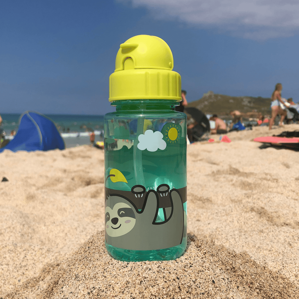 Refillable childrens water bottle in sloth design