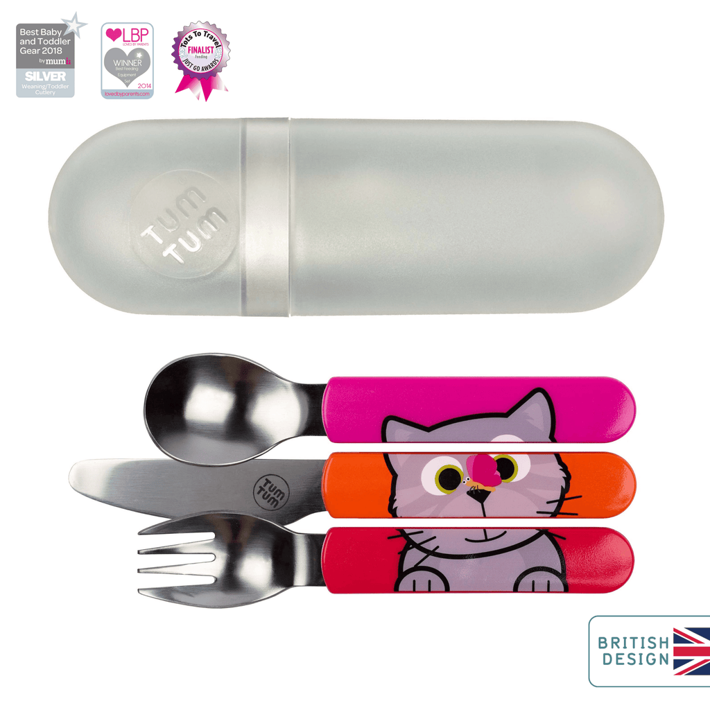 Kids travel cutlery set, cat