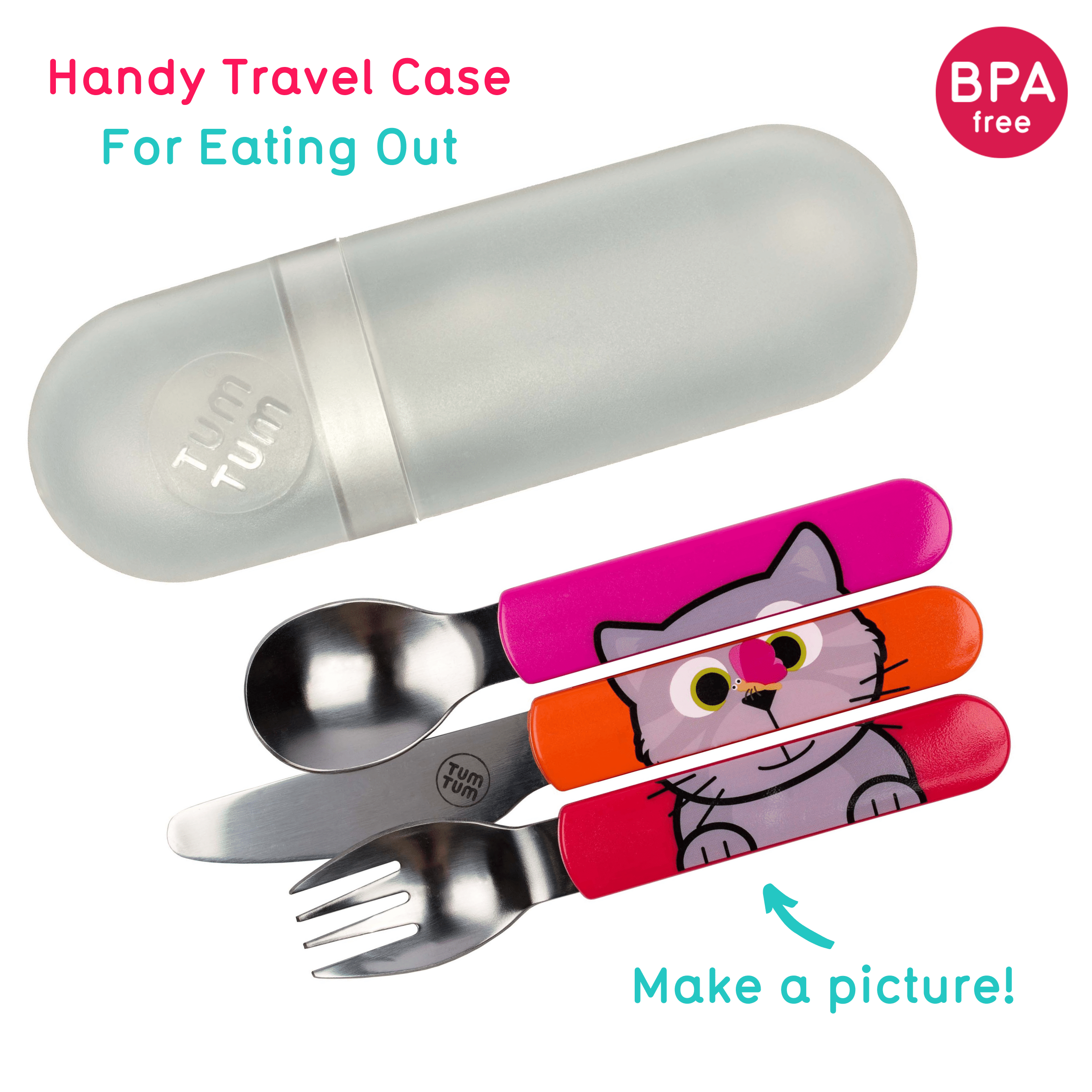 Easy Scoop Toddler Cutlery with Travel Case, Bluebell the Cat