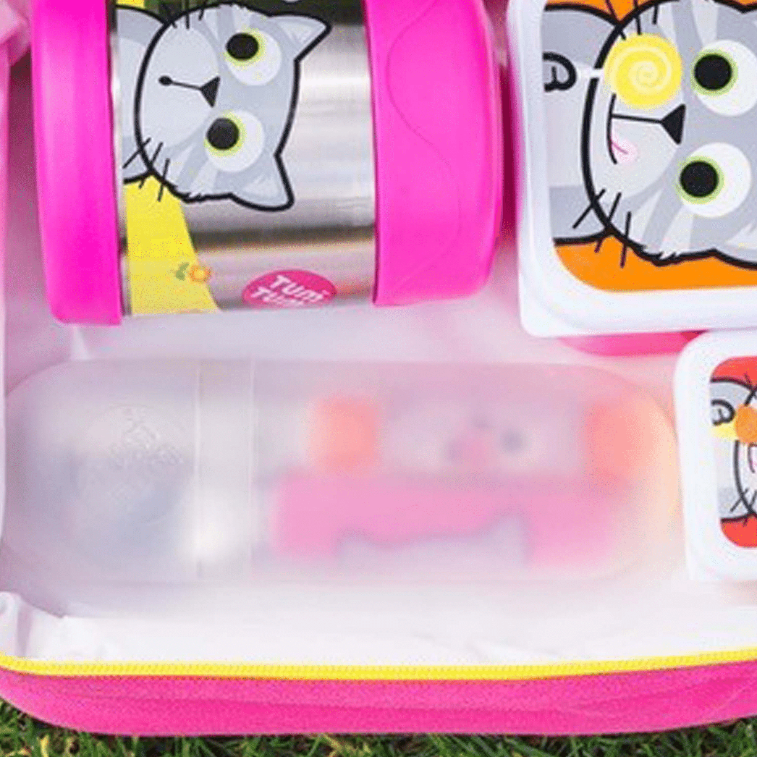 Toddler cutlery with travel case, cat